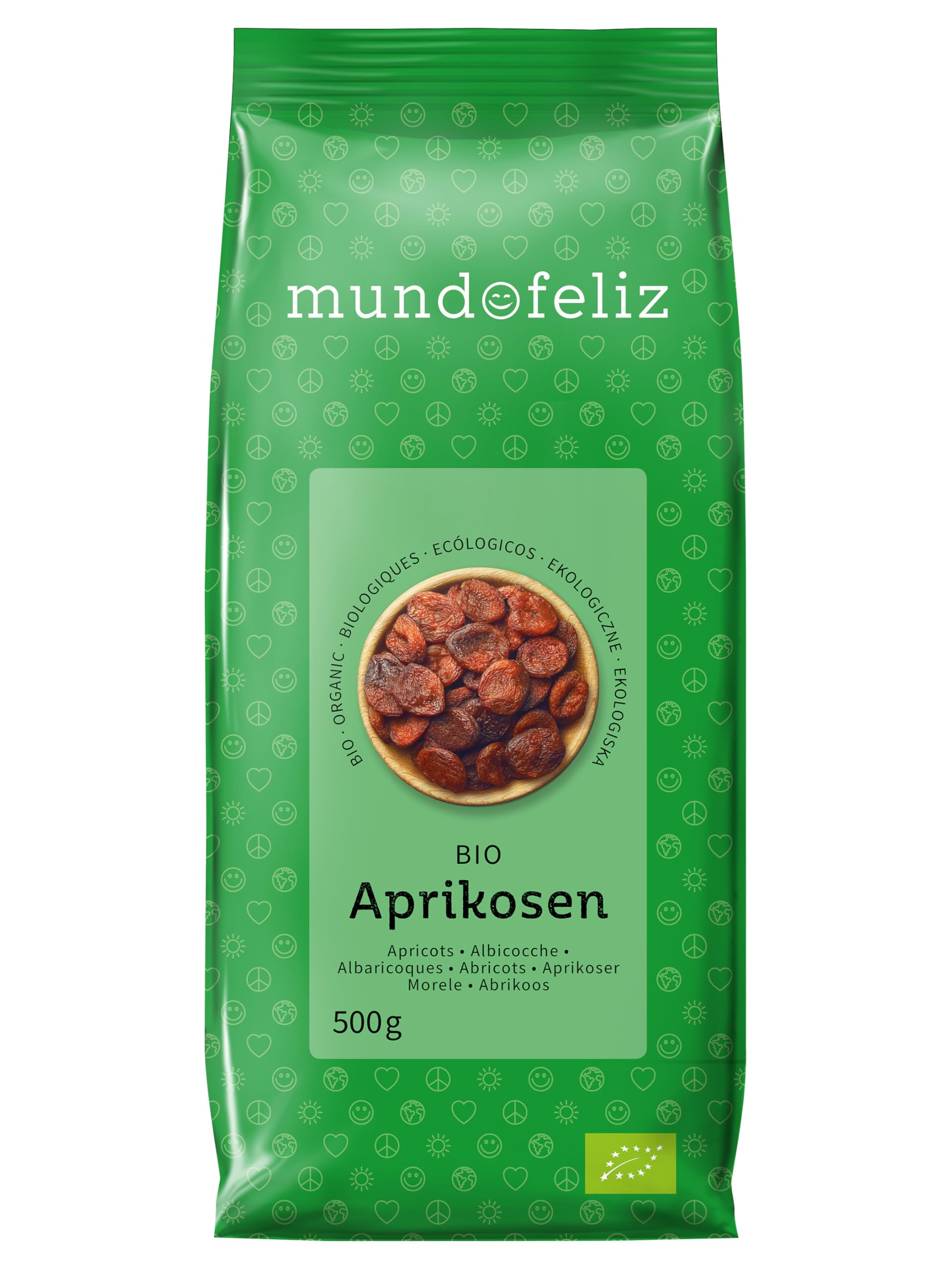 Mundo Feliz Organic Dried Pitted Apricots - 1kg Total (2 x 500g Pack) | Unsweetened, Vegan 1