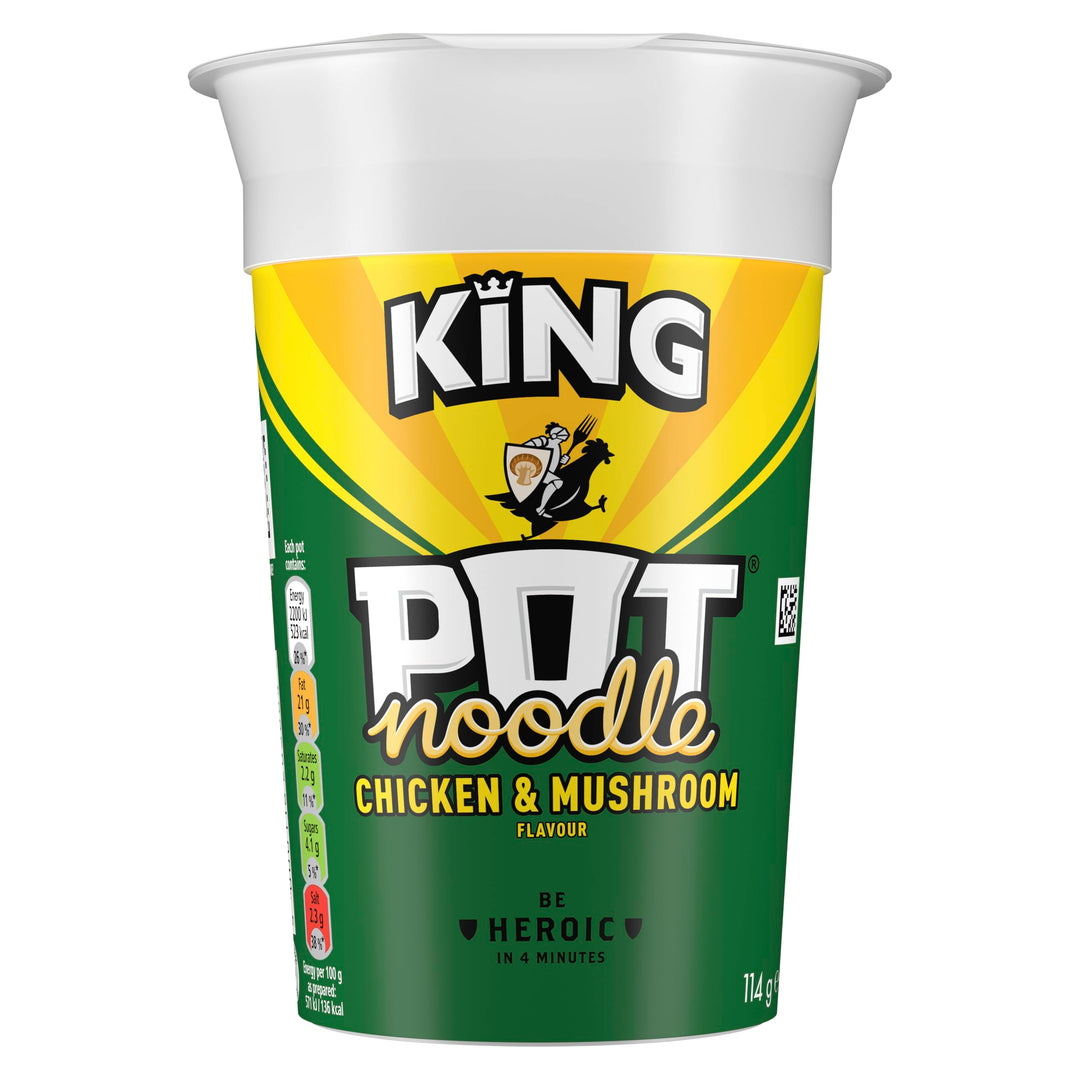 Pot Noodle King Chicken & Mushroom Instant Noodle Snack 114g