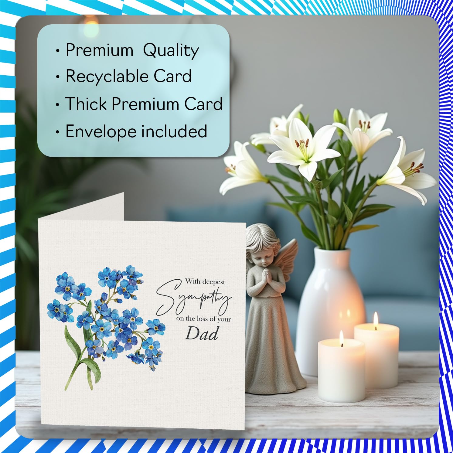 Stuff4 Sympathy Card for Loss of Dad | Deepest Sympathy Message | 145mm x 145mm 3