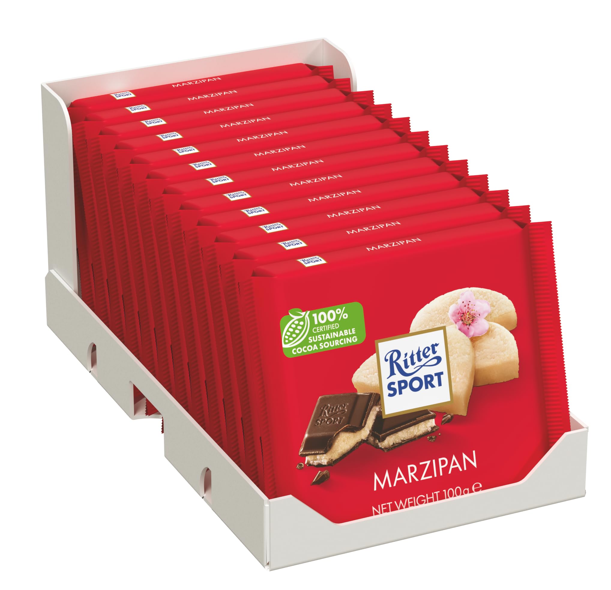 Ritter Sport Dark Chocolate with Marzipan 100g (Pack of 12) 1