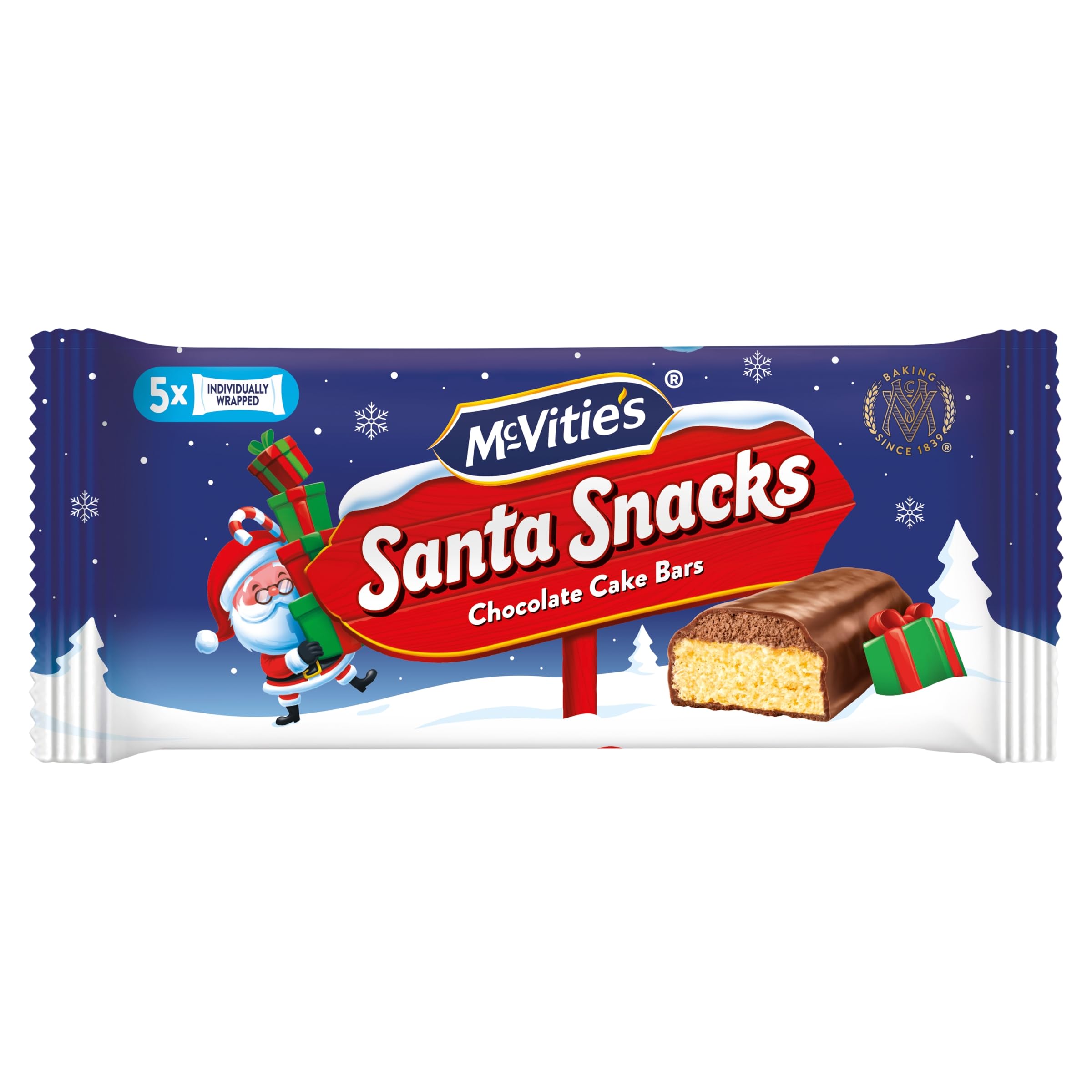 McVitie's Santa Snacks Chocolate Cake Bars, 5 Individually Wrapped Milk Chocolate Sponge Bars 2