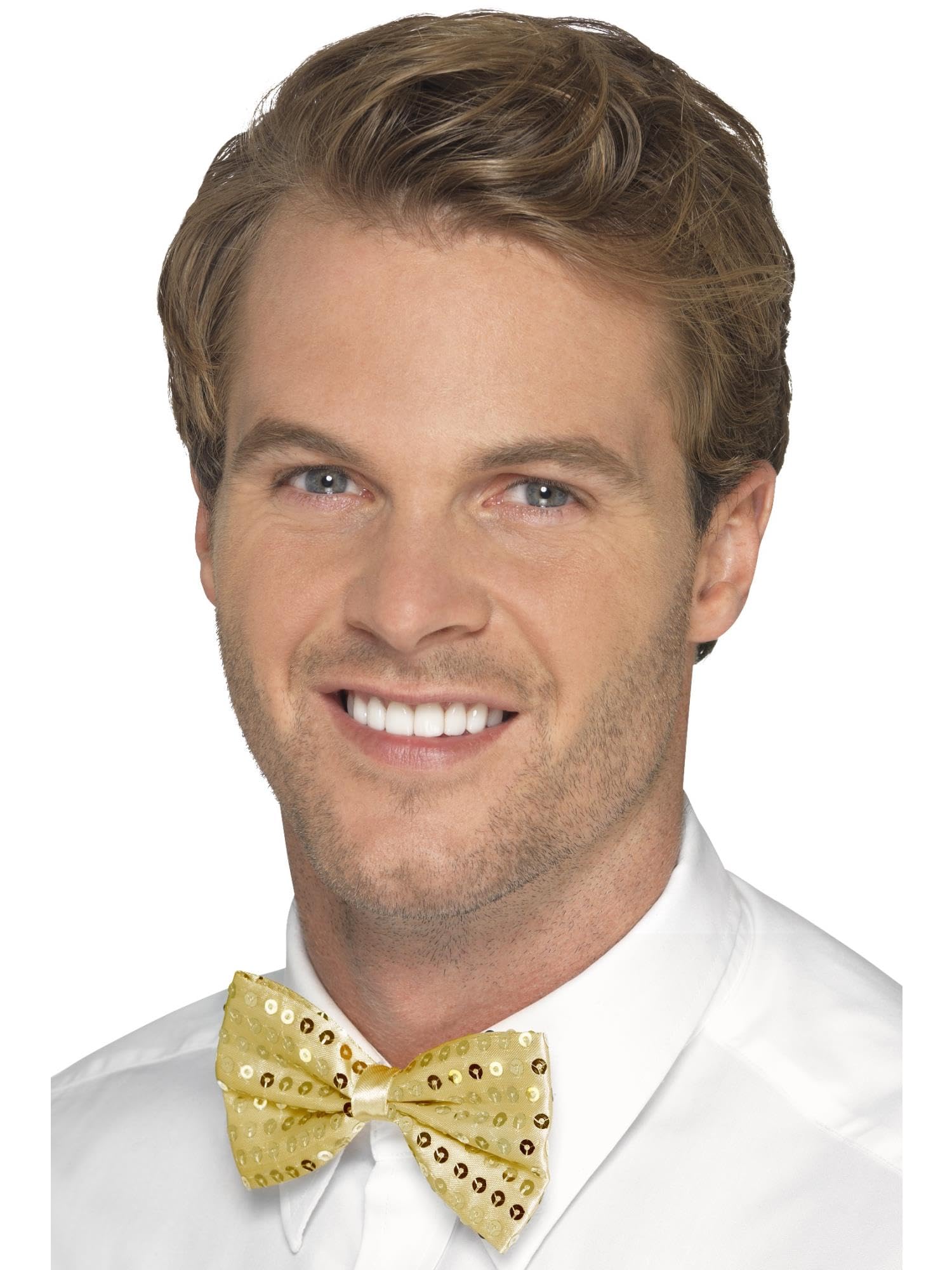 Smiffys Sequin Bow Tie - Gold - Fancy Dress & Carnival Party Accessory 1
