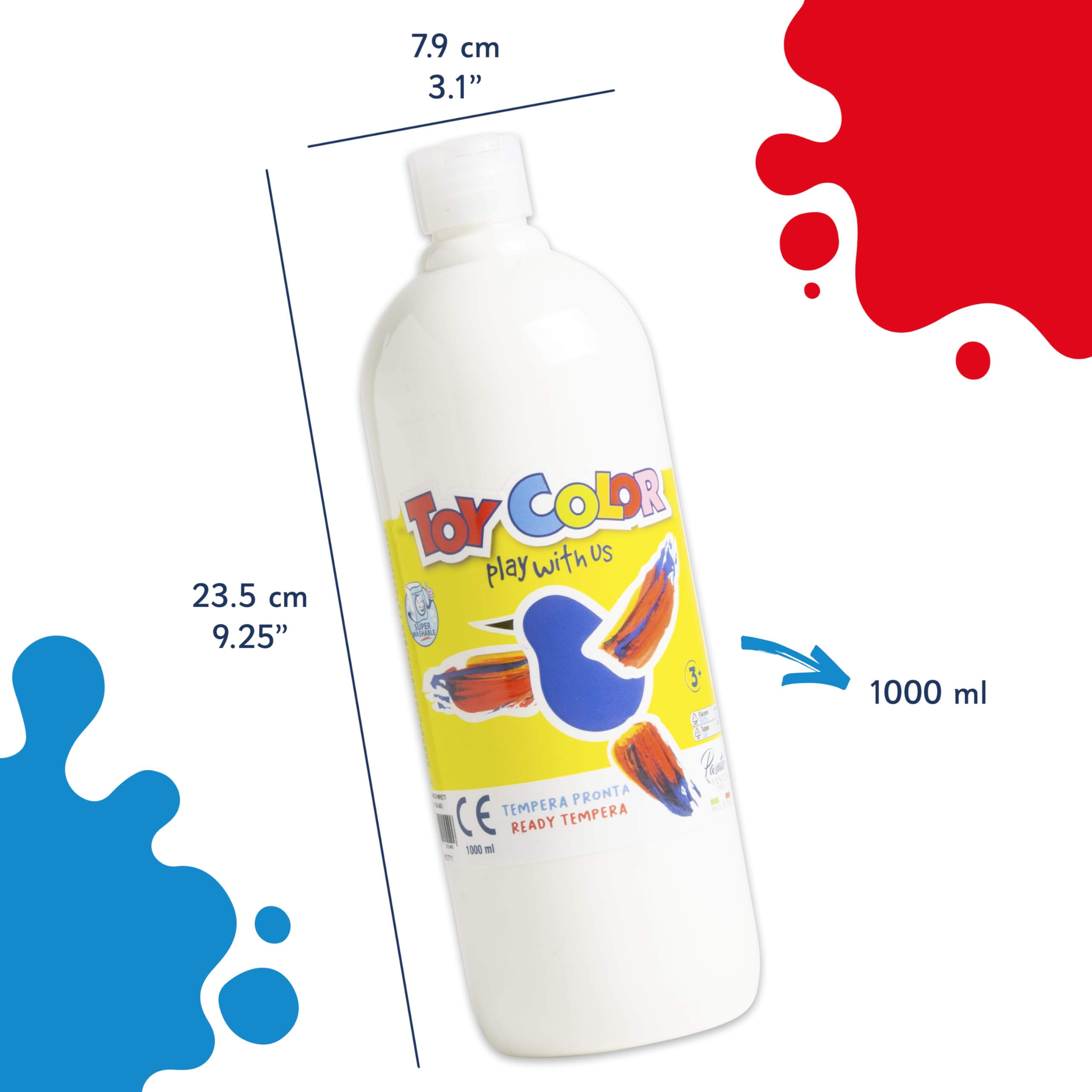 Pasuto Toy Color Tempera Paint - White | 1000 ml Washable Poster Paint for Kids 3
