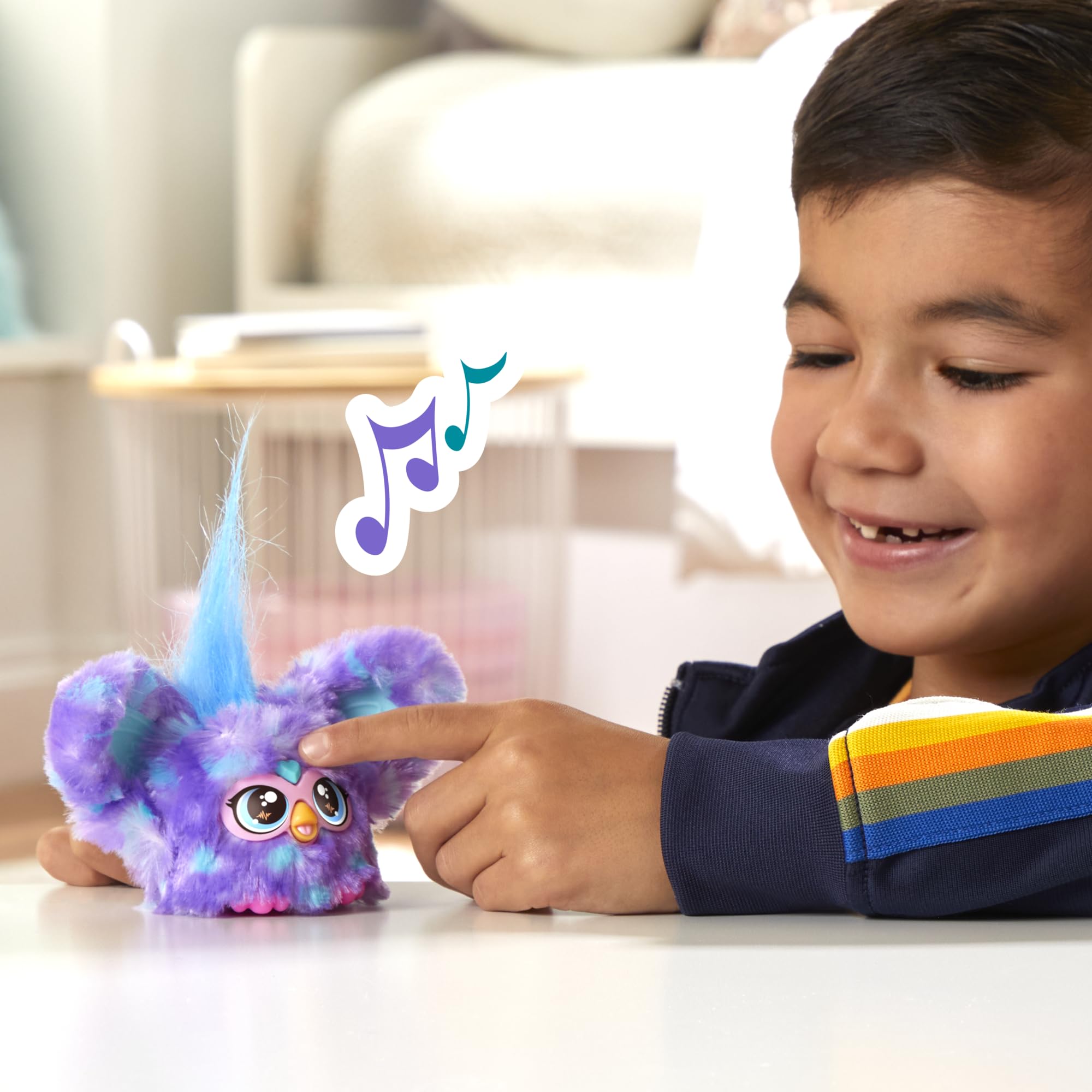 Furby Groo-Vee Mini Electronic Plush Toy - Purple & Blue, 5-Inch, Ages 6+