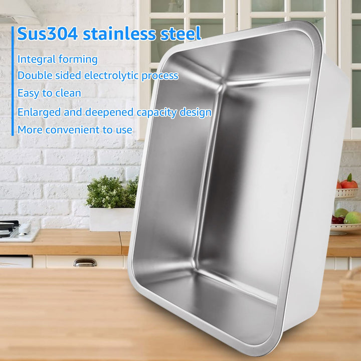ASelected - Stainless Steel Large Rectangular Washing Up Bowl 17L