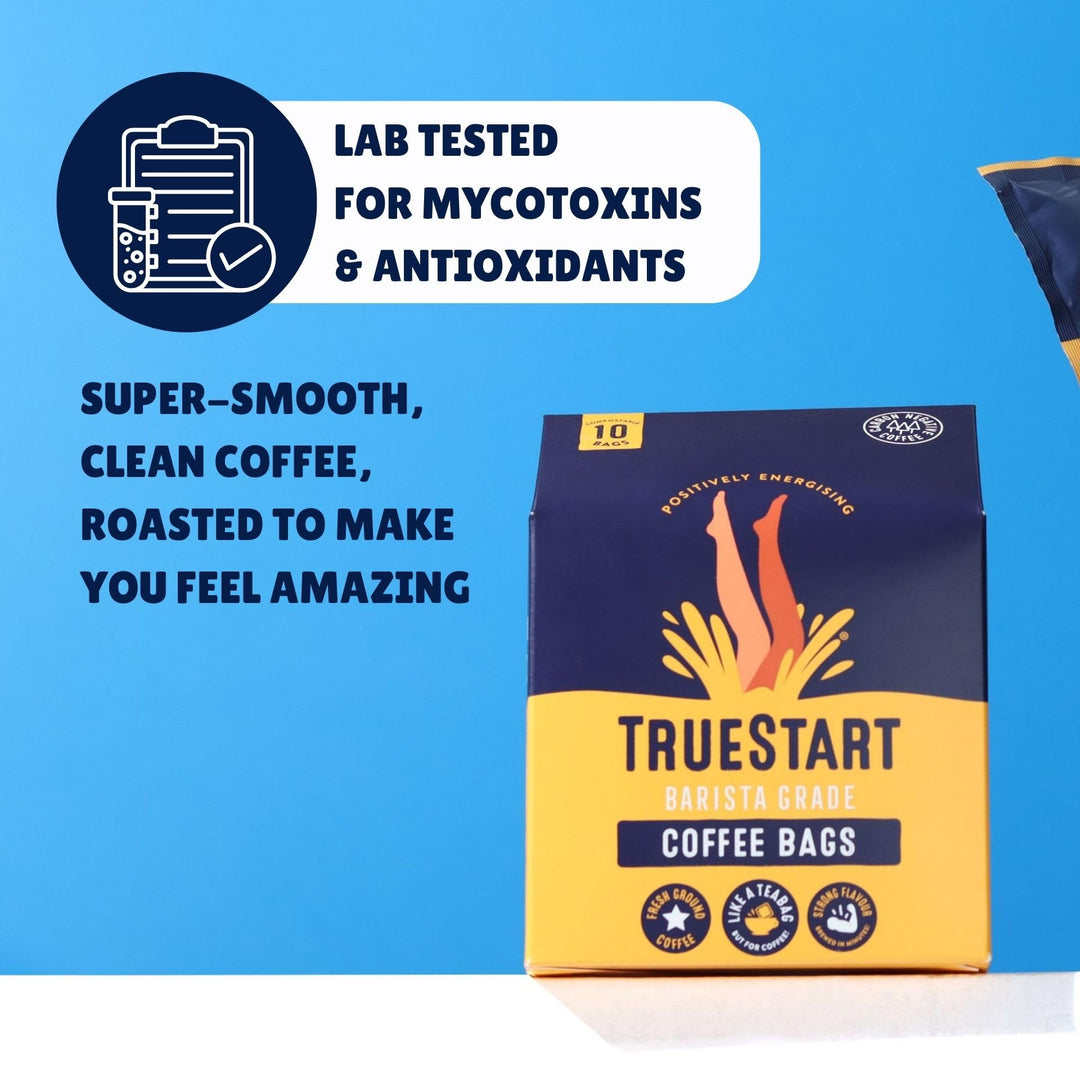 TrueStart - Smooth Energising Colombian Arabica Coffee Bags (10-Pack), Mycotoxin-Free, Gluten-Free, Rich in Antioxidants