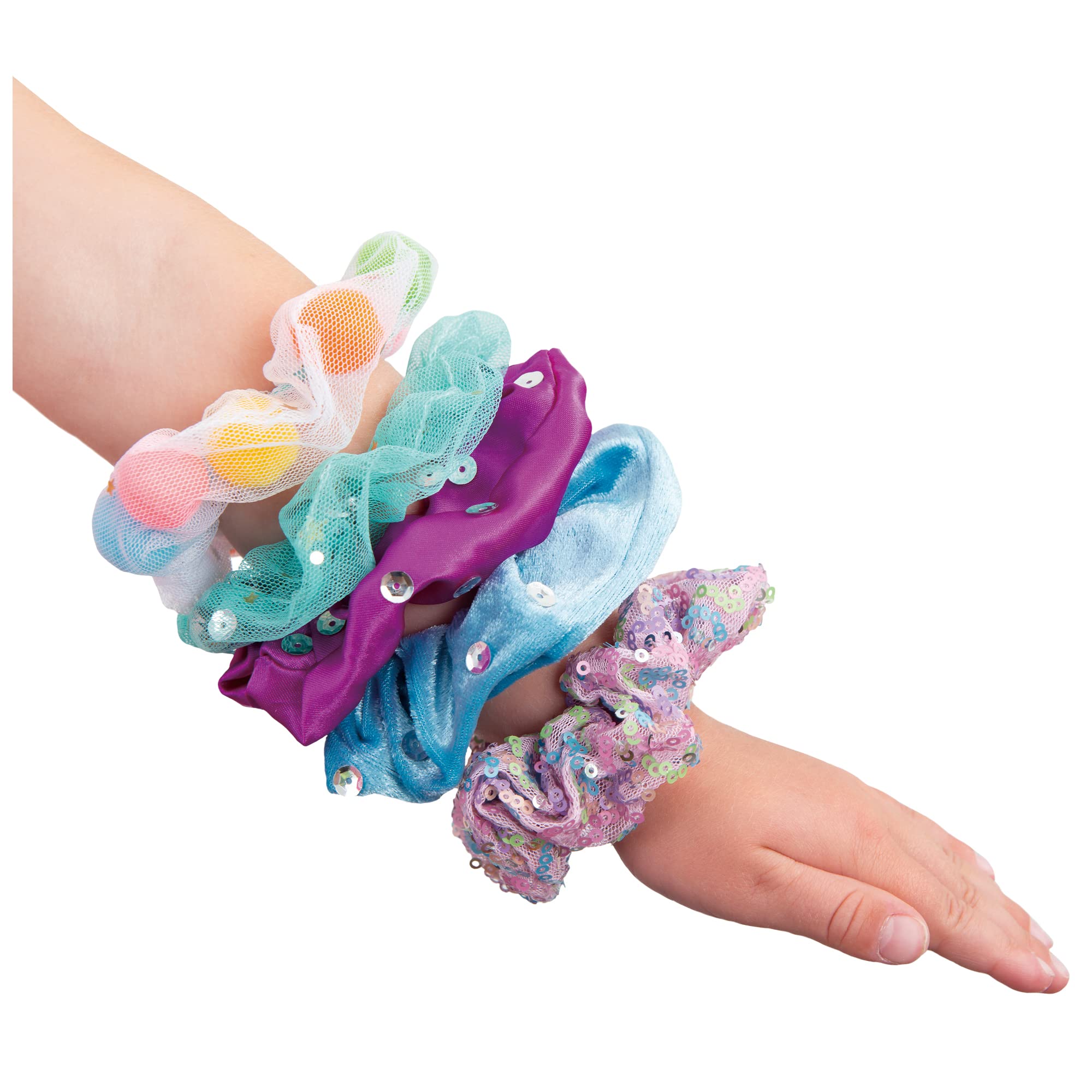 Galt Sparkly Scrunchies Craft Kit - Ages 5+ | Includes 5 Fabric Tubes & Decorating Supplies 5