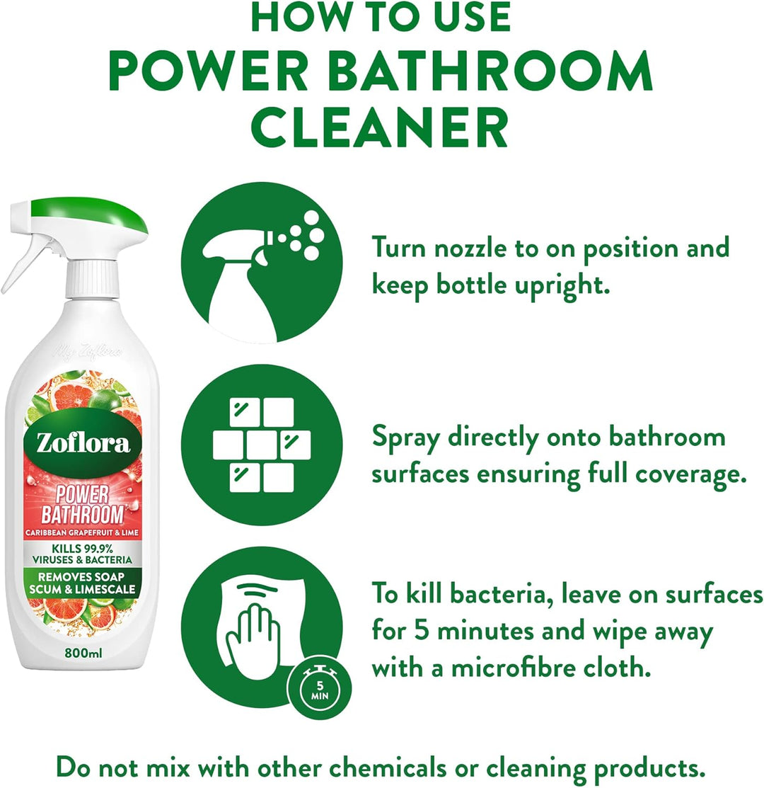 Zoflora Caribbean Grapefruit & Lime Power Bathroom Cleaner 800ml