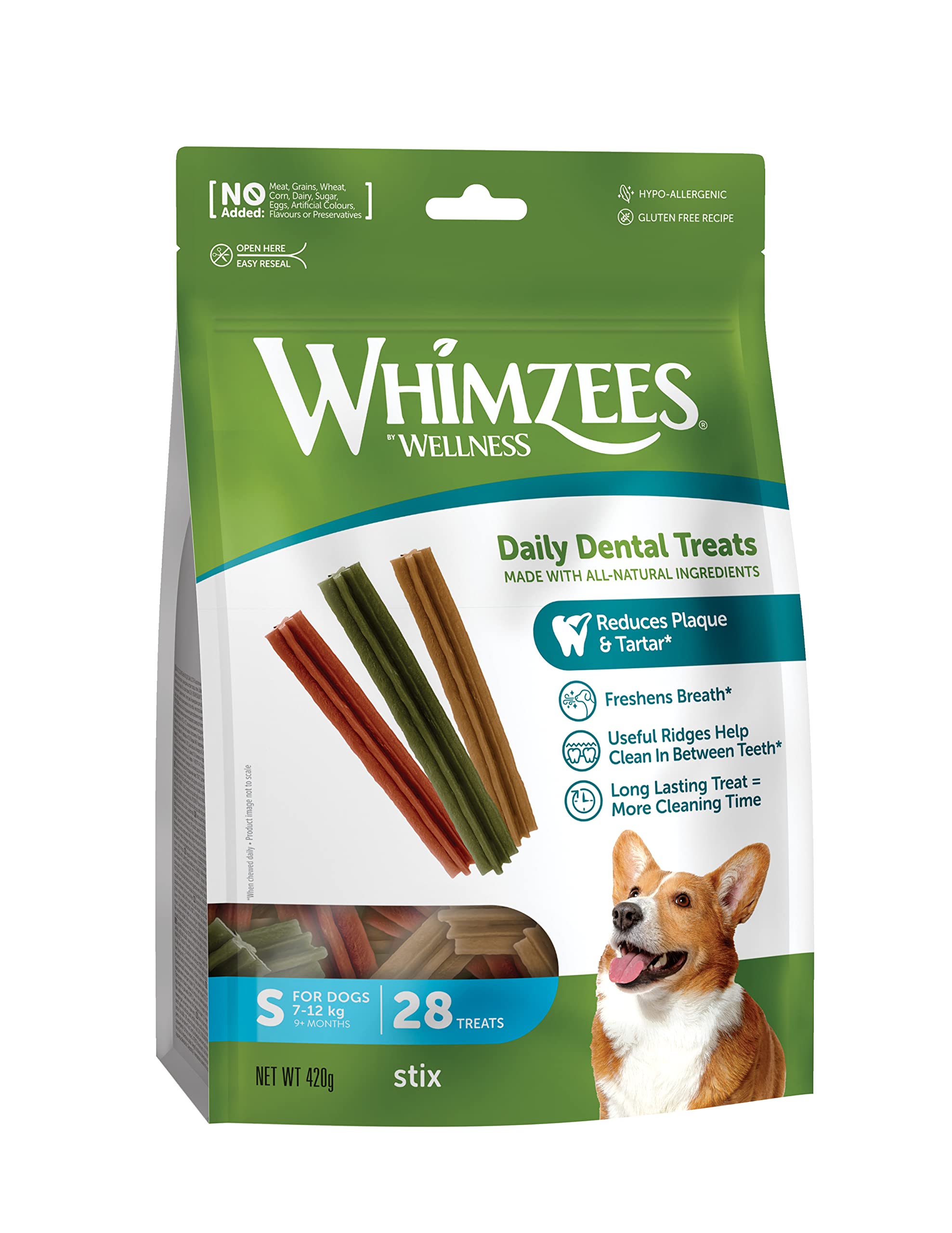 WHIMZEES By Wellness Stix Dental Chews for Small Dogs | 28 Pieces, Grain-Free, Vegetarian