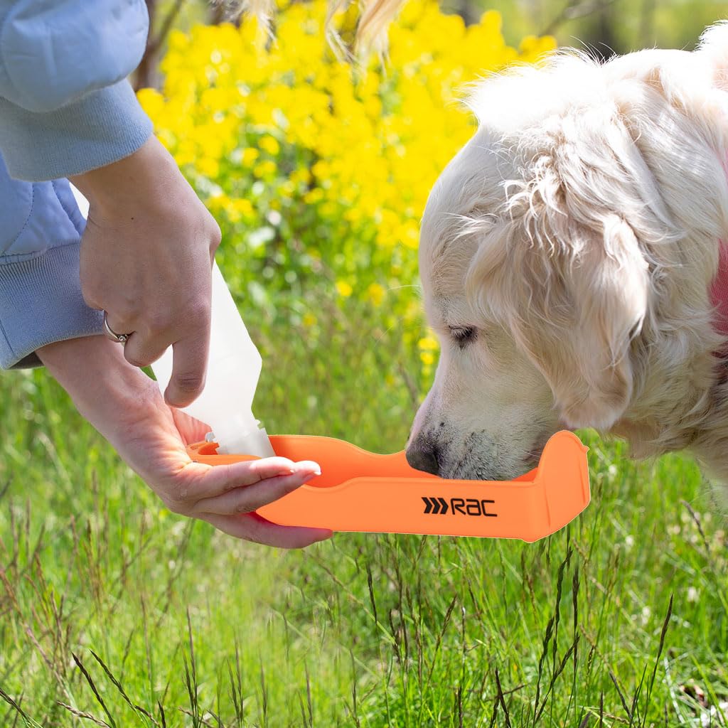Pet Brands Rac Travel Water Bottle - Lightweight & Easy to Use | Orange Plastic | 26 x 7 x 7cm
