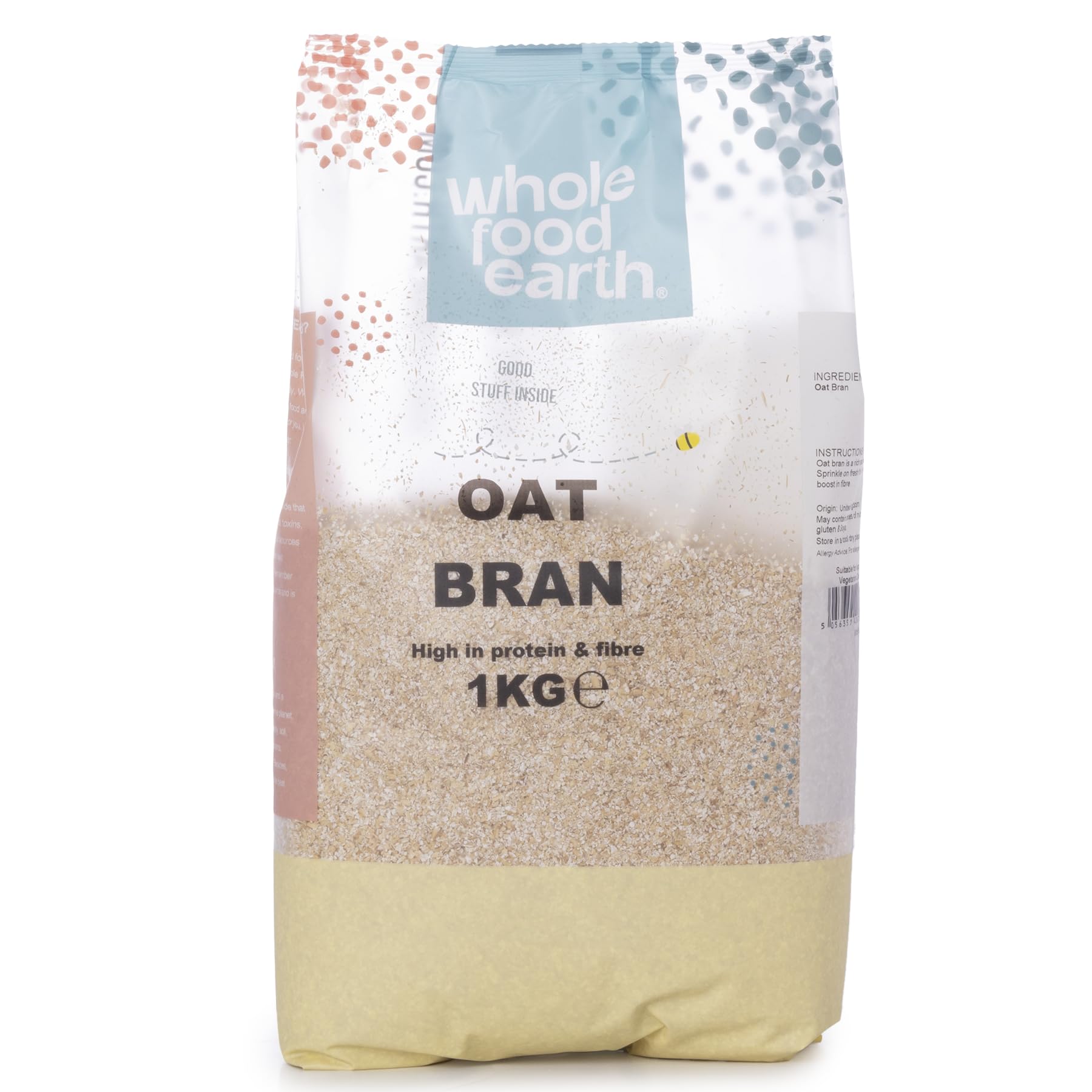 Wholefood Earth Organic Oat Bran Stabilised - 1kg Bag | High Fibre | Vegan Friendly 1