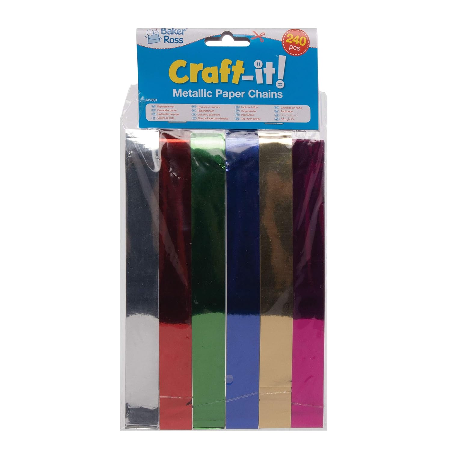 Baker Ross AW891 Metallic Paper Chains - Assorted Christmas Craft Kit for Decoration (Pack of 240) 2