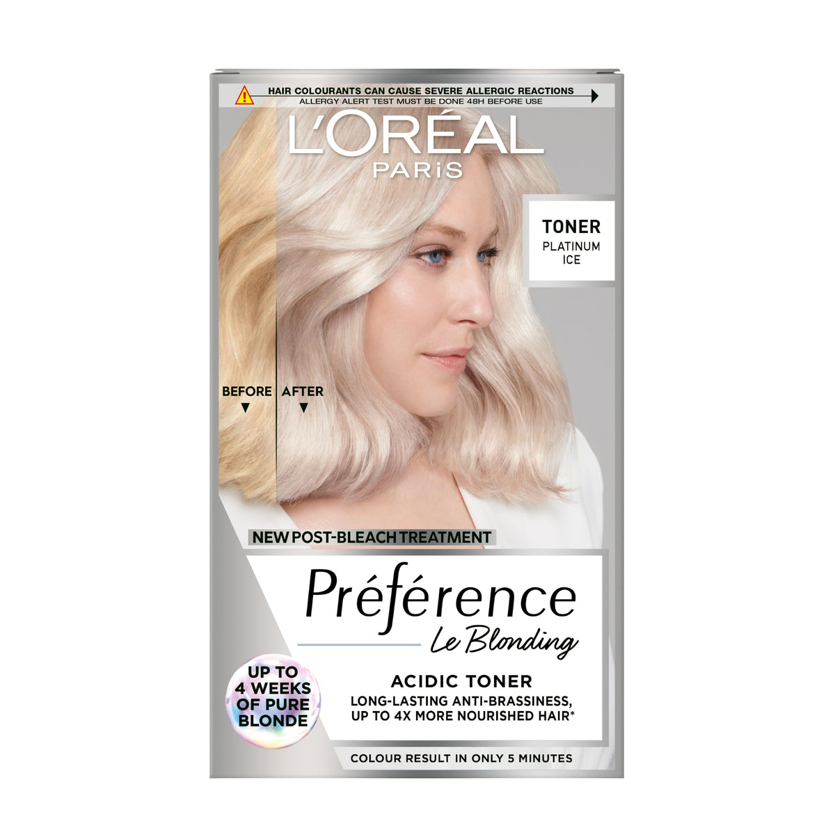 L'Oreal Paris Préférence Le Blonding Acidic Toner - Platinum Ice | Anti-Brassiness, pH Rebalancing, Nourishing