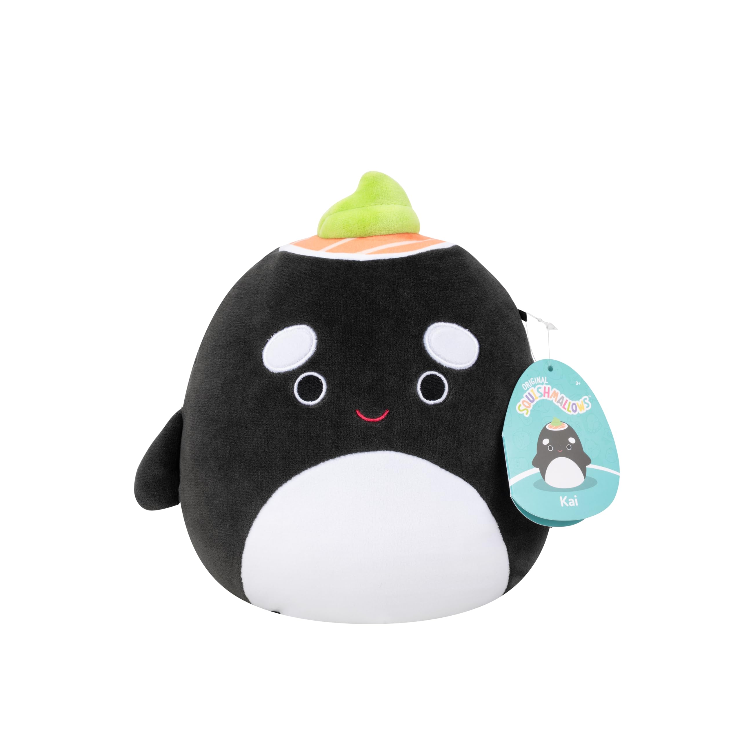 Squishmallows Kai the Black Sushi Orca Whale - 7.5-Inch Plush Toy for Kids 3 Years and Up 4