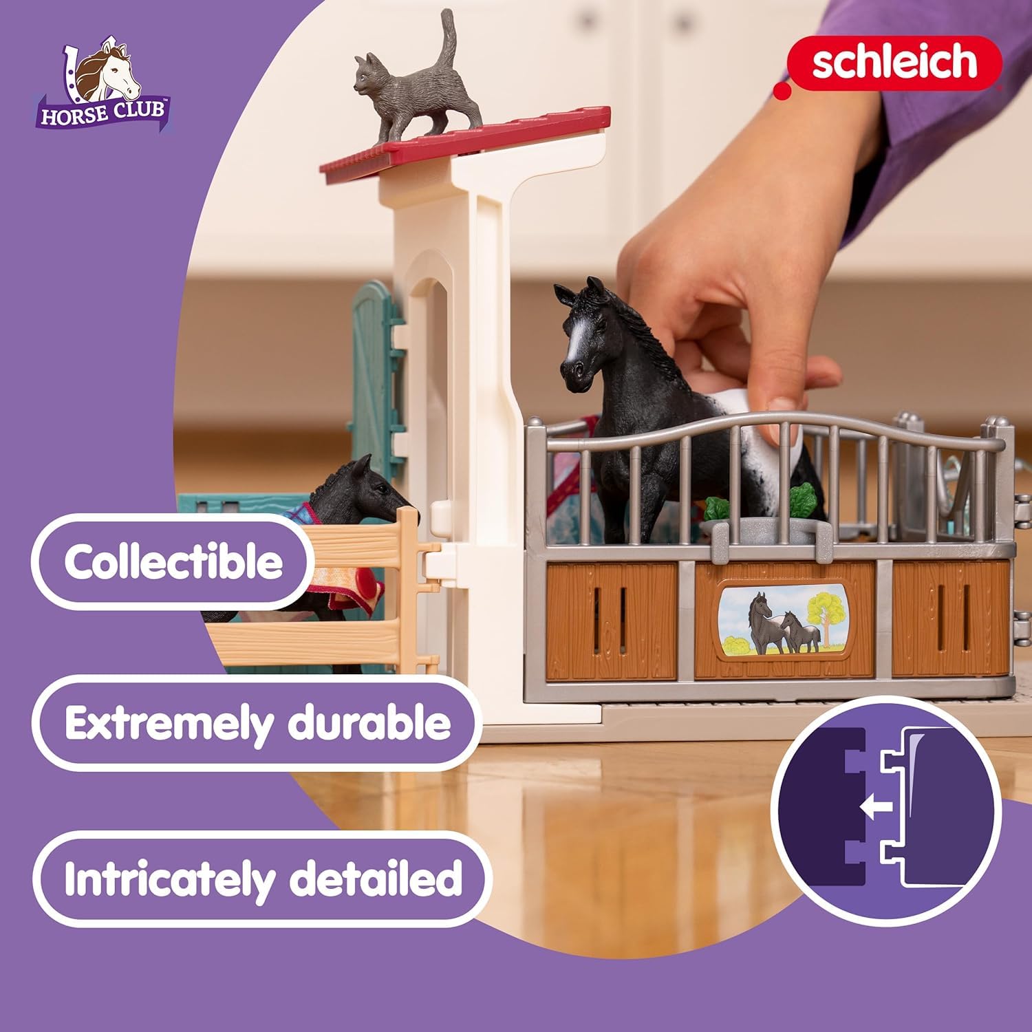 Schleich Horse Club Horse Box with Mare and Foal Playset - 34 Pieces | Ages 5+