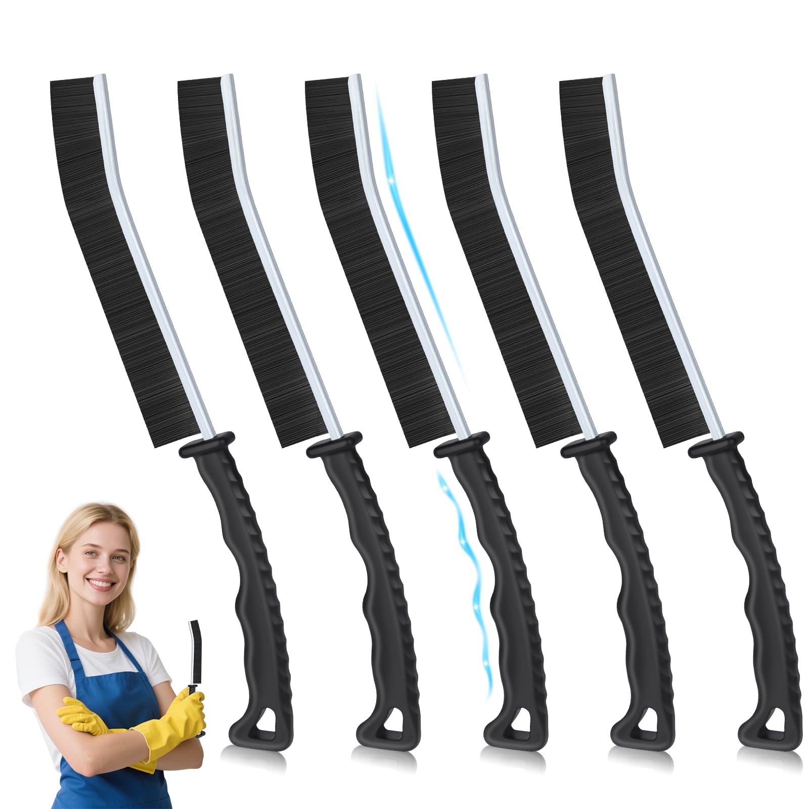 Alyvisun Crevice Cleaning Brush - 5PCS Thin Brush Head | Nylon Bristles | Plastic Handle 1