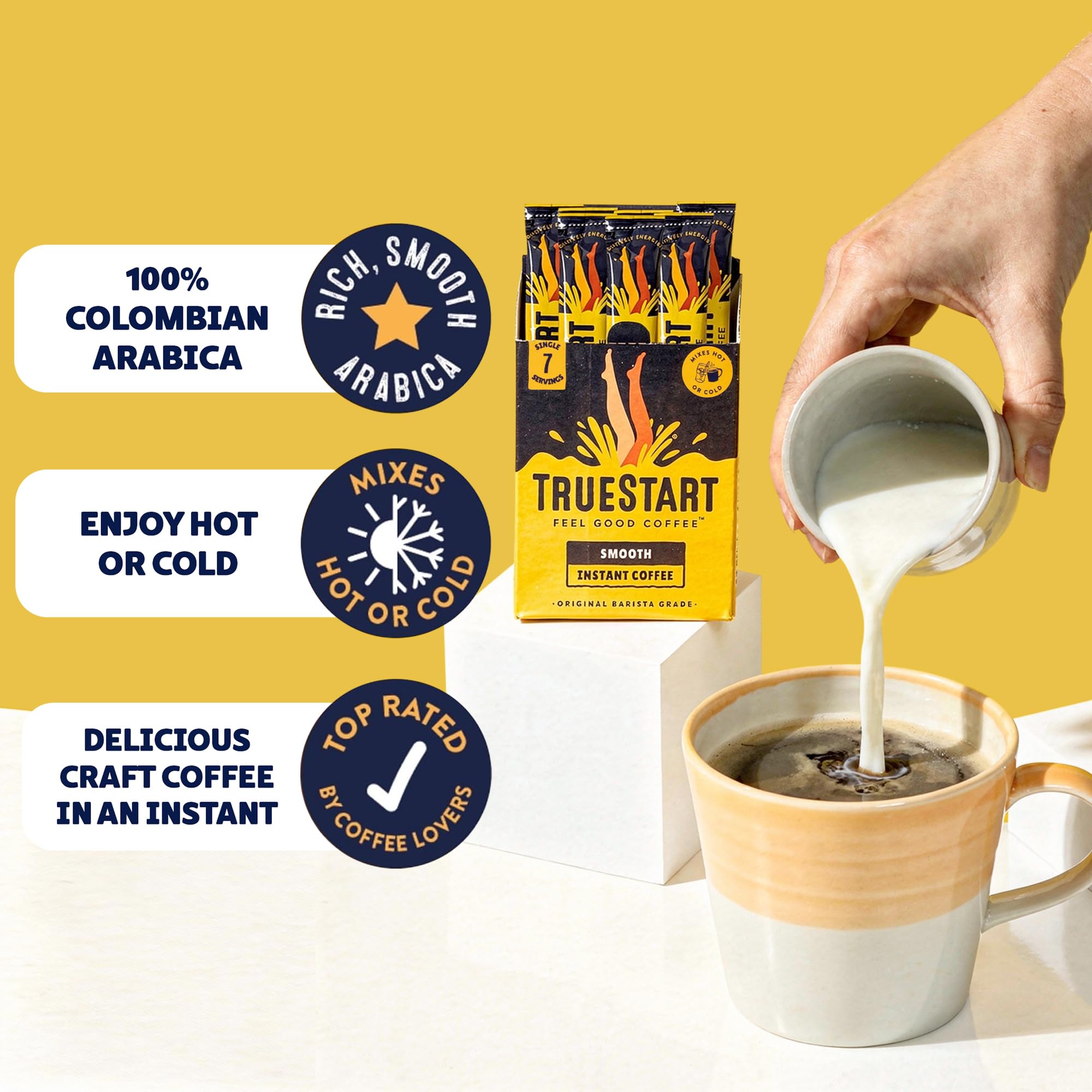 TRUESTART Instant Coffee Sticks - Smooth Original, 7 Pieces, 2g Each 2
