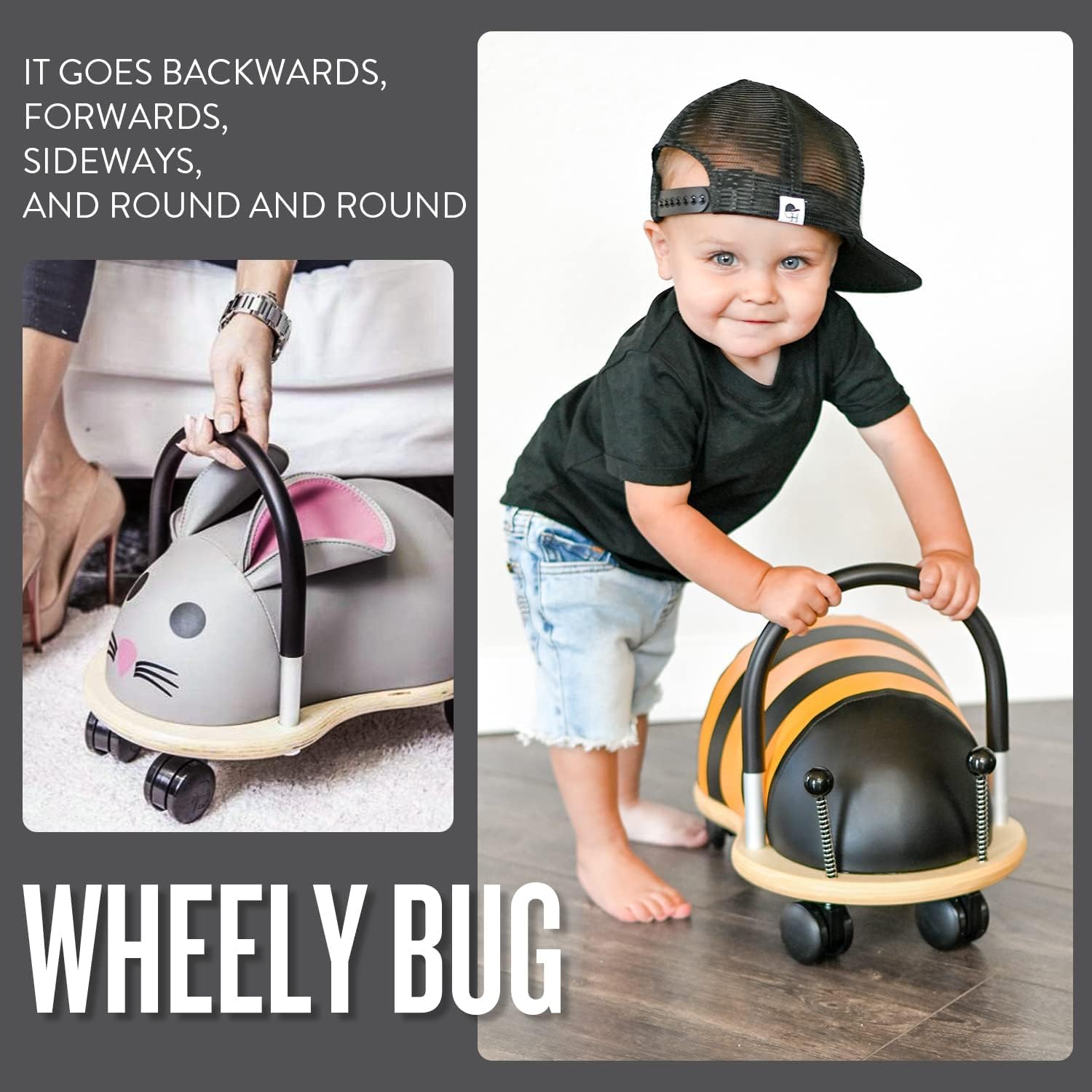 Wheelybug Toddler Wooden Ride-On - Small Bee | Ages 1-3 Years | Multi-Directional Castors 8
