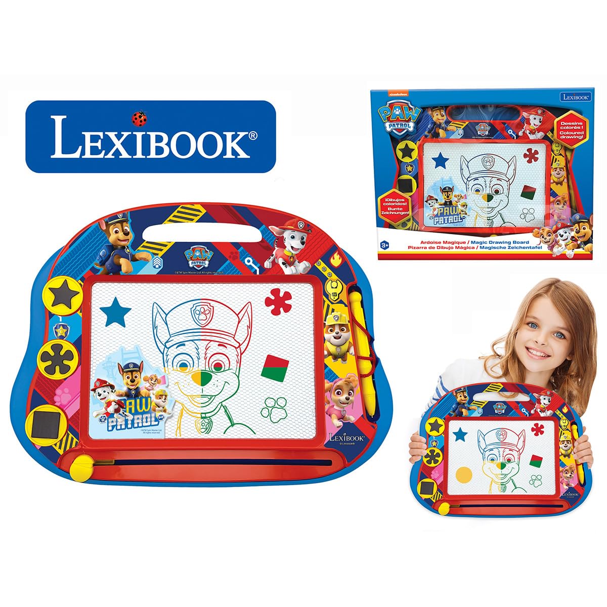 LEXIBOOK Paw Patrol Magic Magnetic Drawing Board - Multicolour Drawing, Stylus & 3 Stamps | Ages 3+ 2
