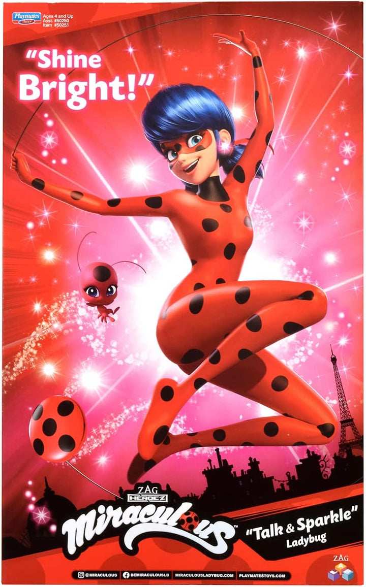 BANDAI Miraculous Ladybug Talk & Sparkle Deluxe Fashion Doll with Light-Up Earrings and Sound Functions (P50250)