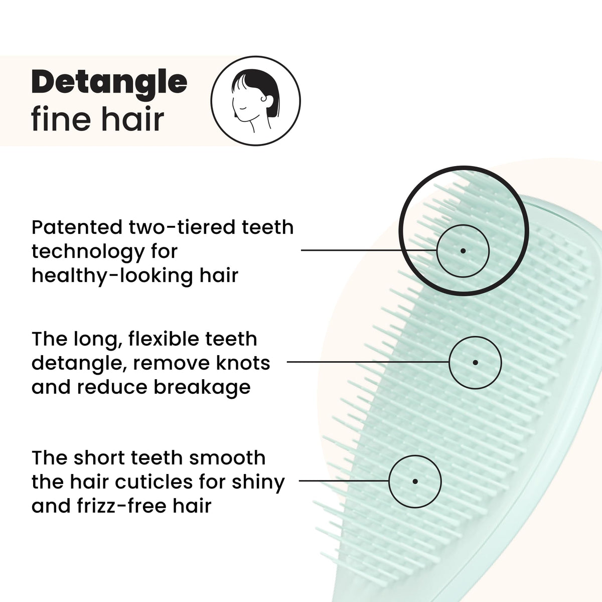 Tangle Teezer Fine & Fragile Detangling Hairbrush - Gentle Detangling for Fine, Thin, Colored Hair | Ice Blue