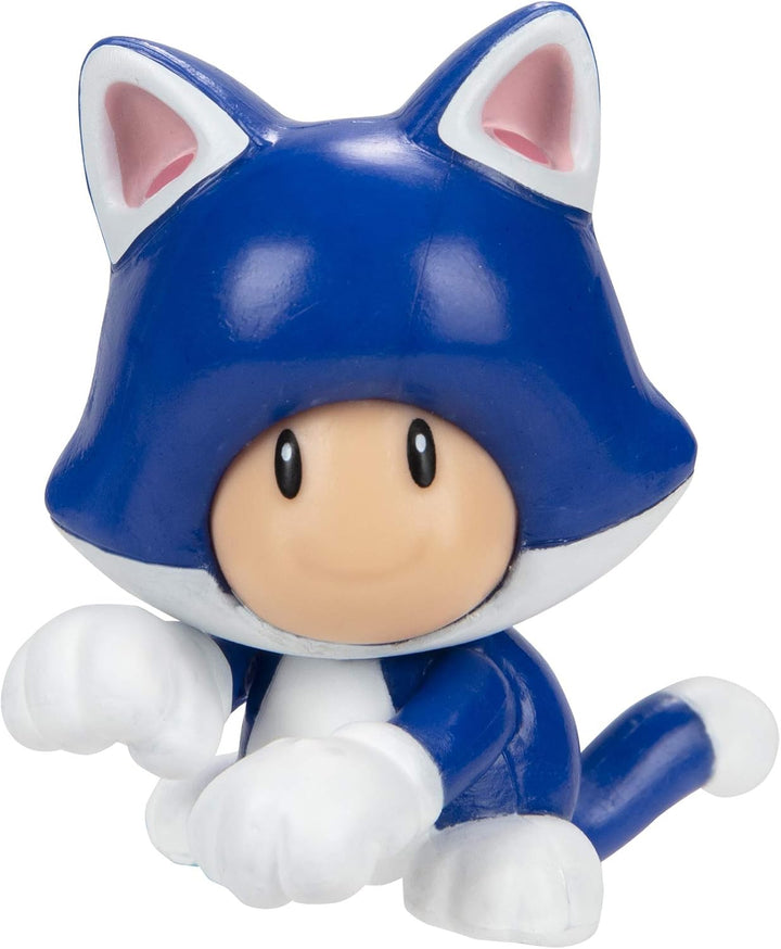 Super Mario Action Figure 2.5 Inch Cat Toad Collectible Toy - 4 Points of Articulation, Ages 3+