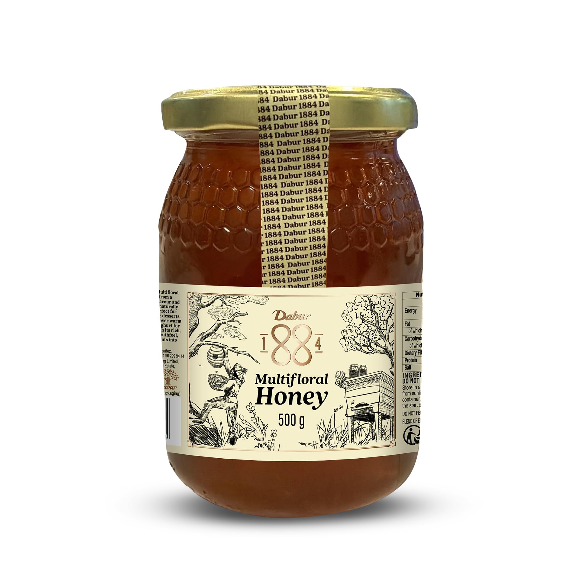 Dabur 1884 Multiflora Honey - Pure & Natural | 500g | Rich Floral Taste