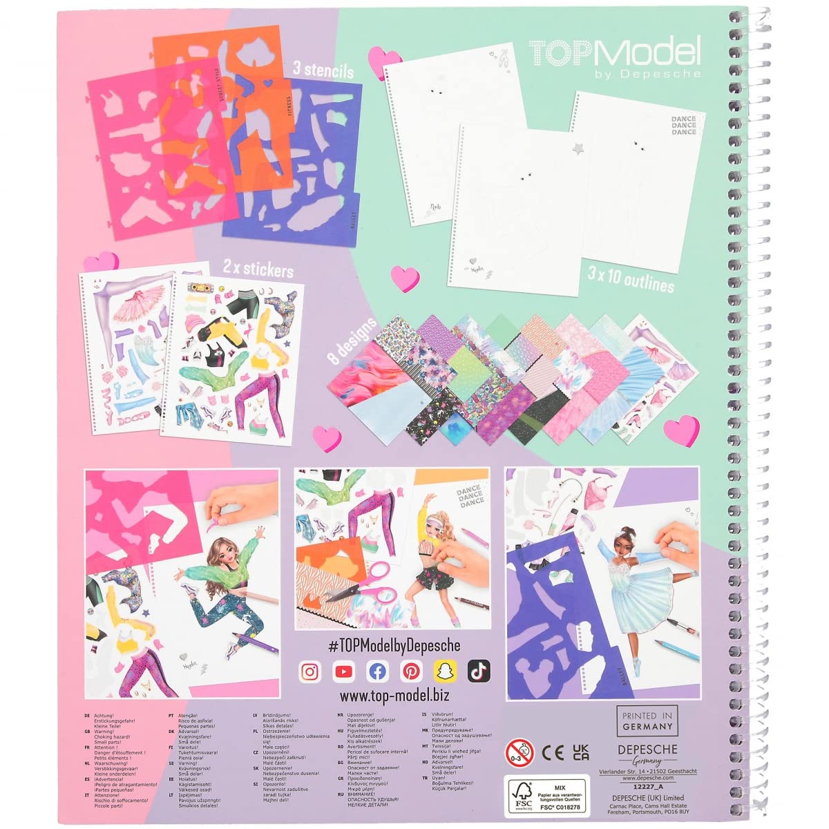 Depesche TOPModel Dance Designbook - 30 Pages, Includes Stencils & Stickers 6
