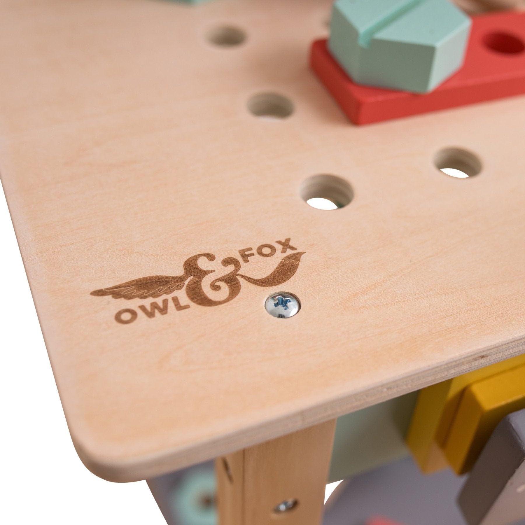 Owl & Fox Wooden Workbench Pretend Play Tool Workshop with Saw and Spanner | Ages 3+ 6
