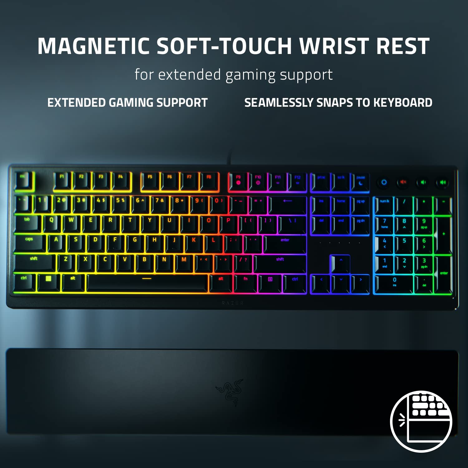 Razer Ornata V3 - Low Profile Gaming Keyboard with Mecha-Membrane Switches, RGB Chroma, Magnetic Wrist Rest, UK Layout | Black 5