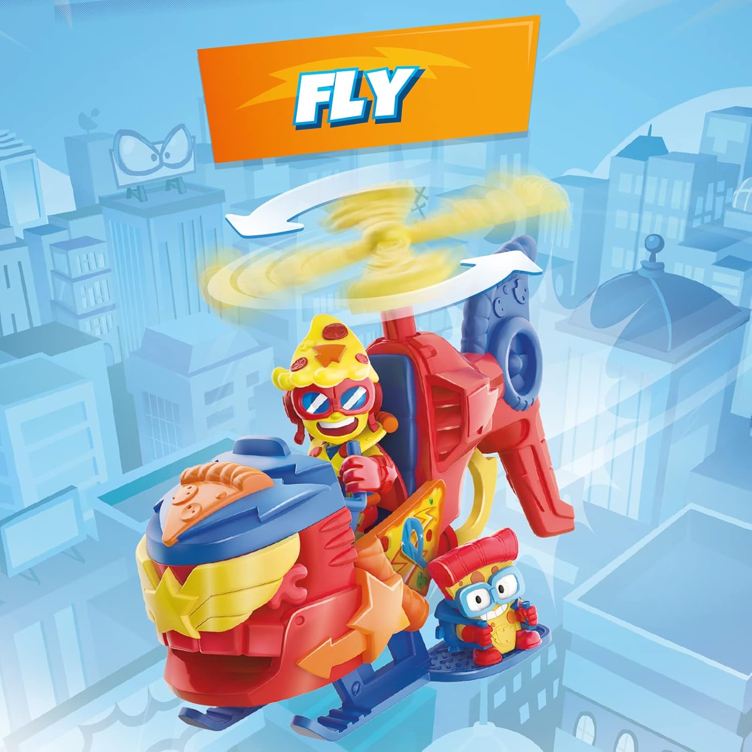 SUPERTHINGS - Pizzacopter Helicopter with Pizza Disc Launcher & Exclusive Figures 4