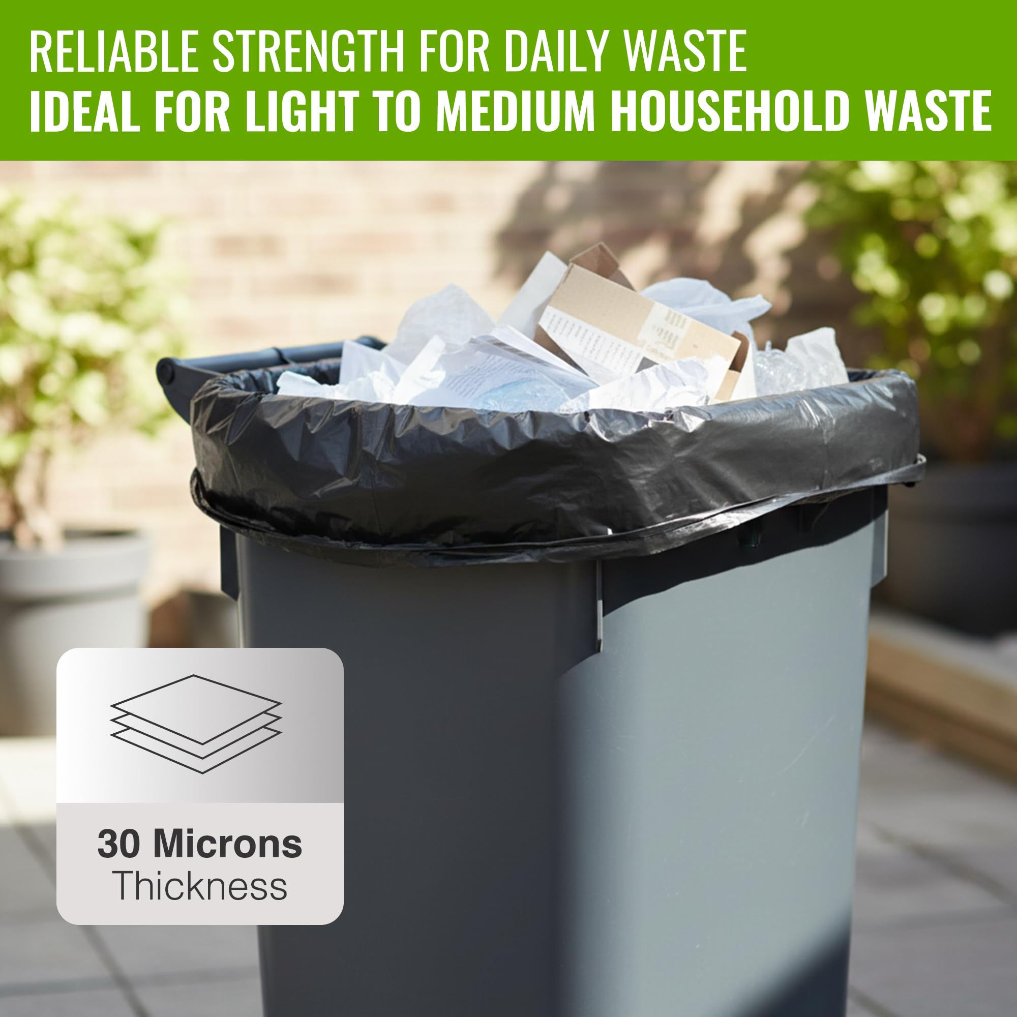 EcoBag 50 Pack Everyday Refuse Sacks - 100L Capacity | Heavy Duty & Leak Resistant 3