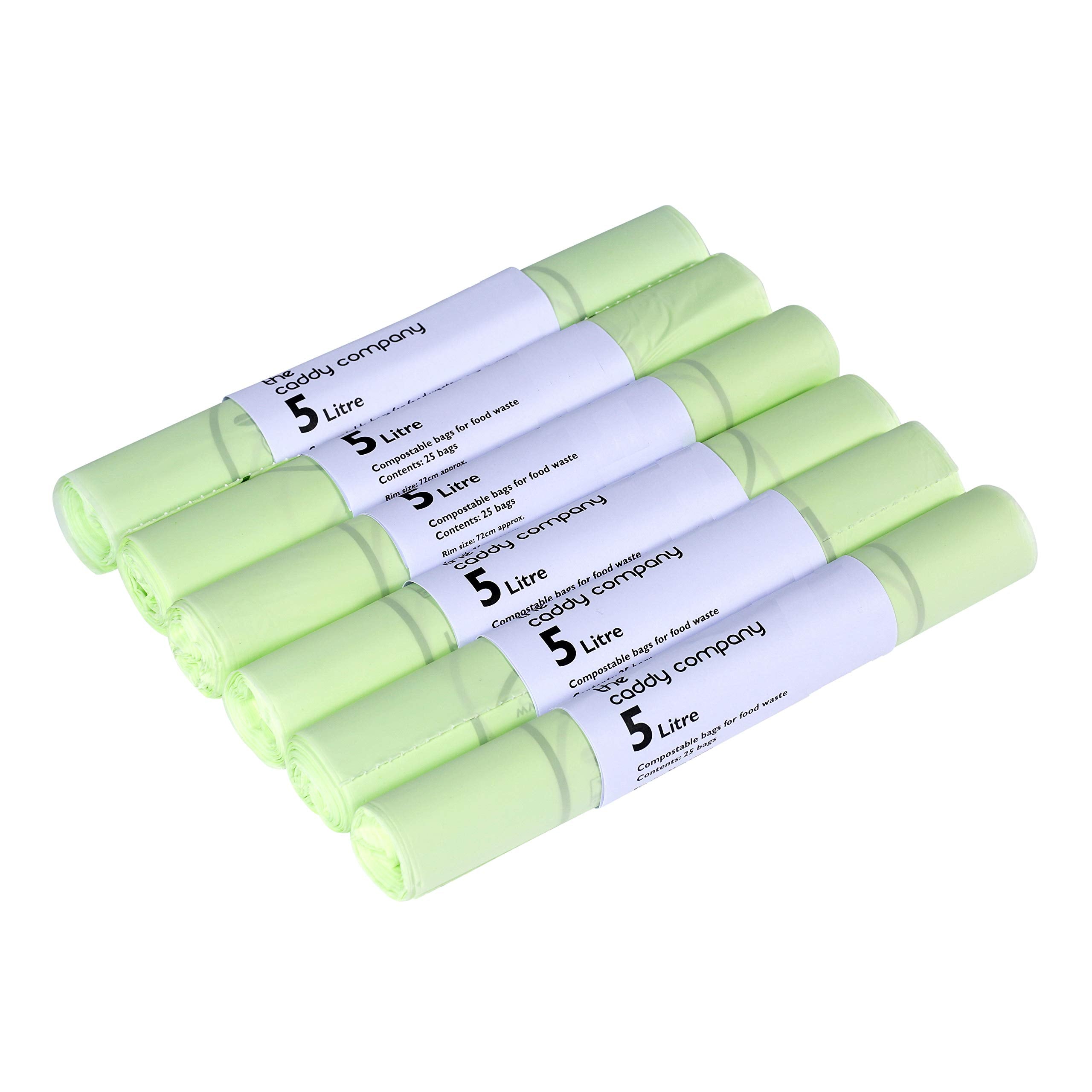 The Caddy Company Compostable Bin Liners - 5 Litre Capacity | 150 Bags | Green 1