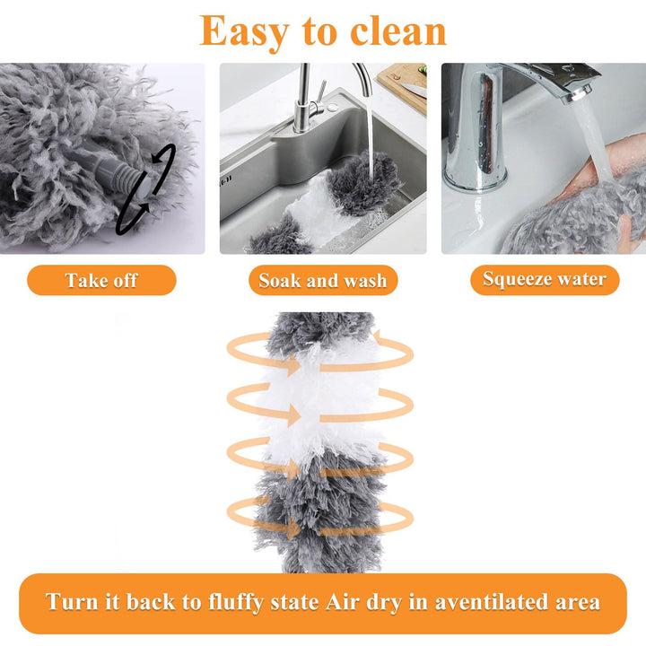 ASelected Extendable Microfiber Duster with 108" Telescoping Stainless Steel Pole