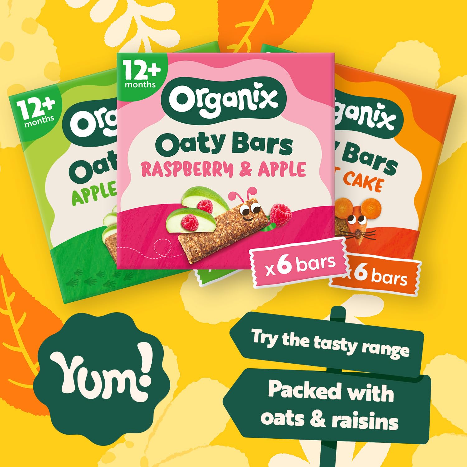 Organix Apple & Orange Oaty Snack Bars - 6 Boxes of 6 x 23g Bars | High Fibre | Organic 4