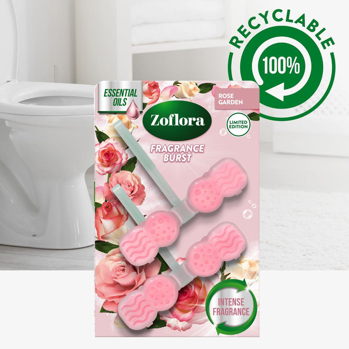 Zoflora - Fragrance Burst Toilet Rim Blocks Rose Garden, 2 x 48g