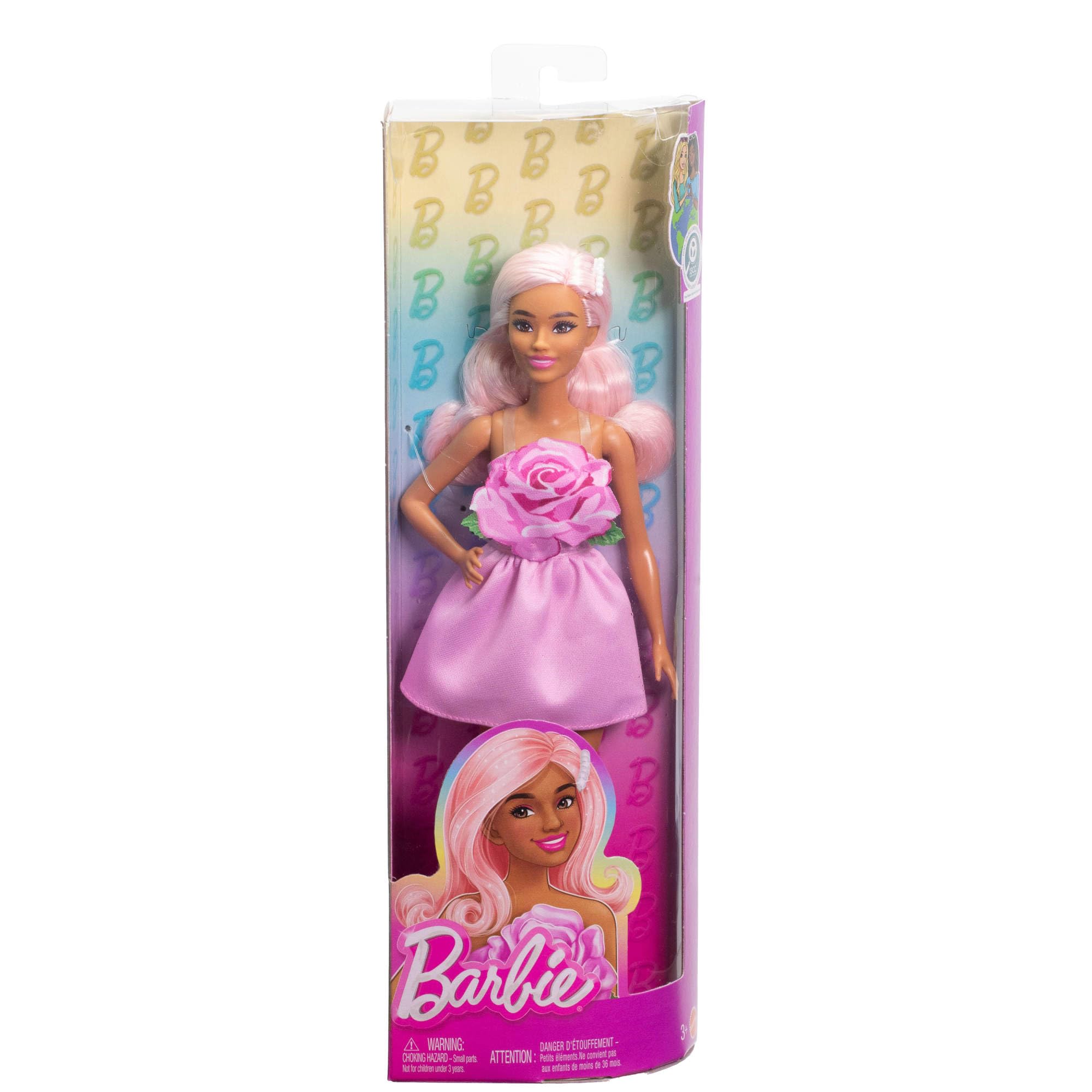Barbie Fashionistas Doll #238 with Pastel Pink Hair Wearing Strapless Dress | Petite Body Type 7