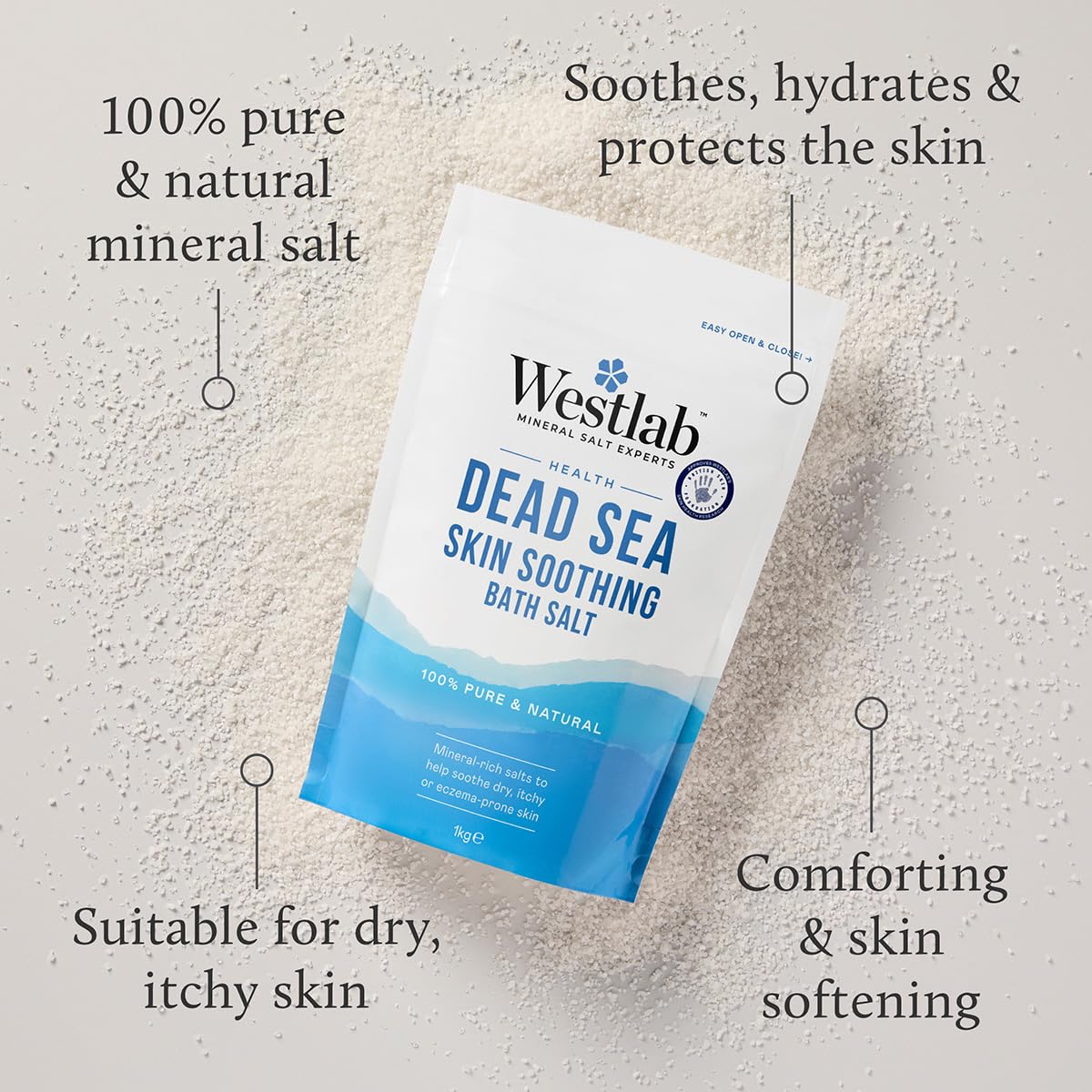Westlab Dead Sea Bath Salt - Soothing Relief for Dry Skin | 1kg Granules