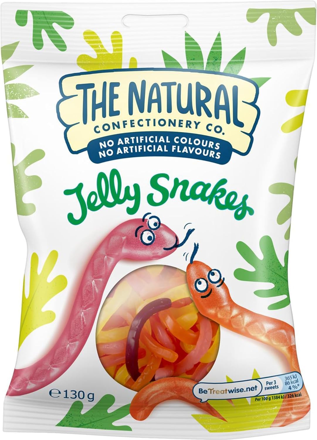 The Natural Confectionery Co. Jelly Snakes - Tangy Fruit Flavours | 10 x 130g Bags