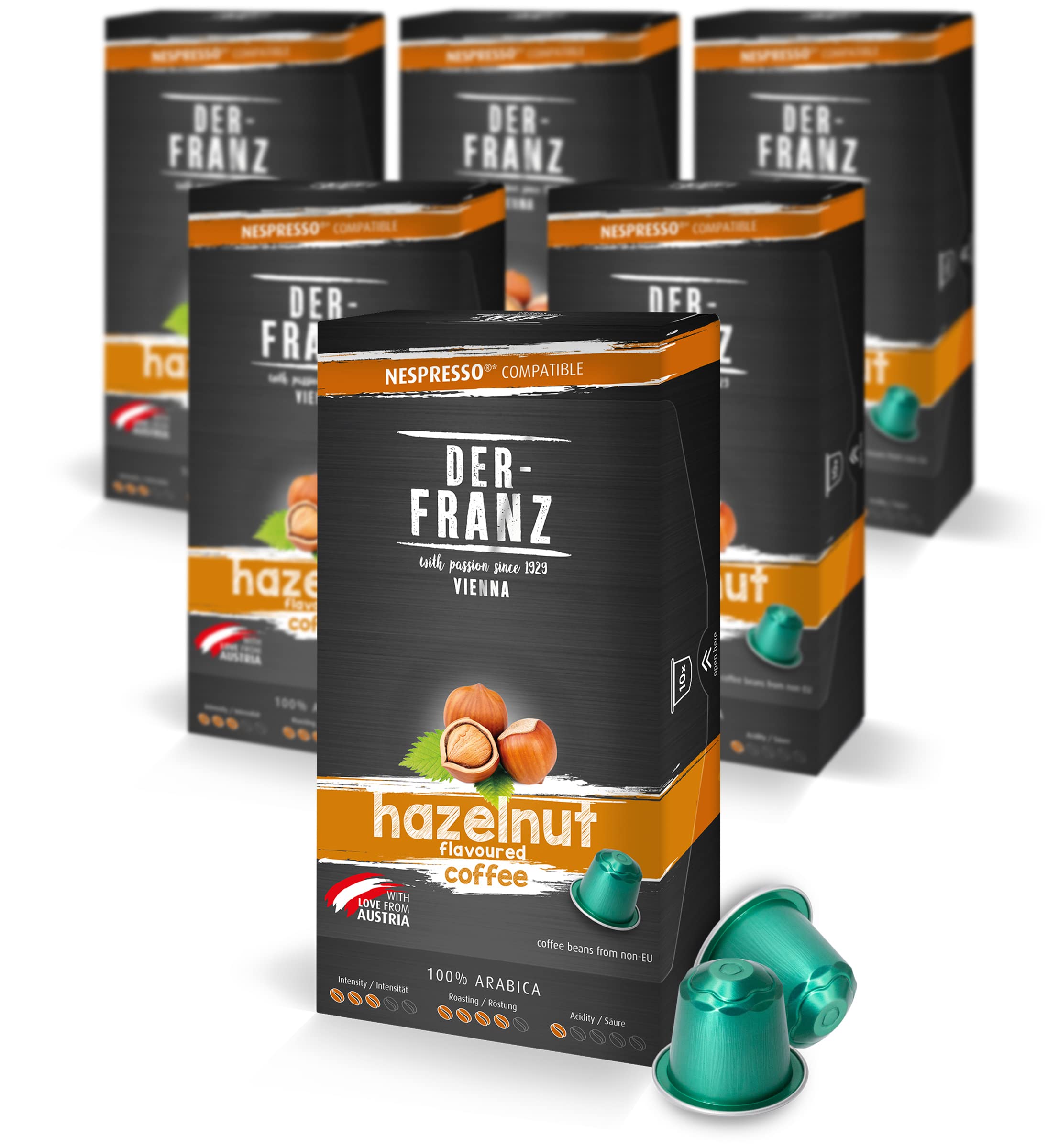Der-Franz Nespresso Compatible Coffee Capsules - Hazelnut Flavor | 60 Count (6x10) 1