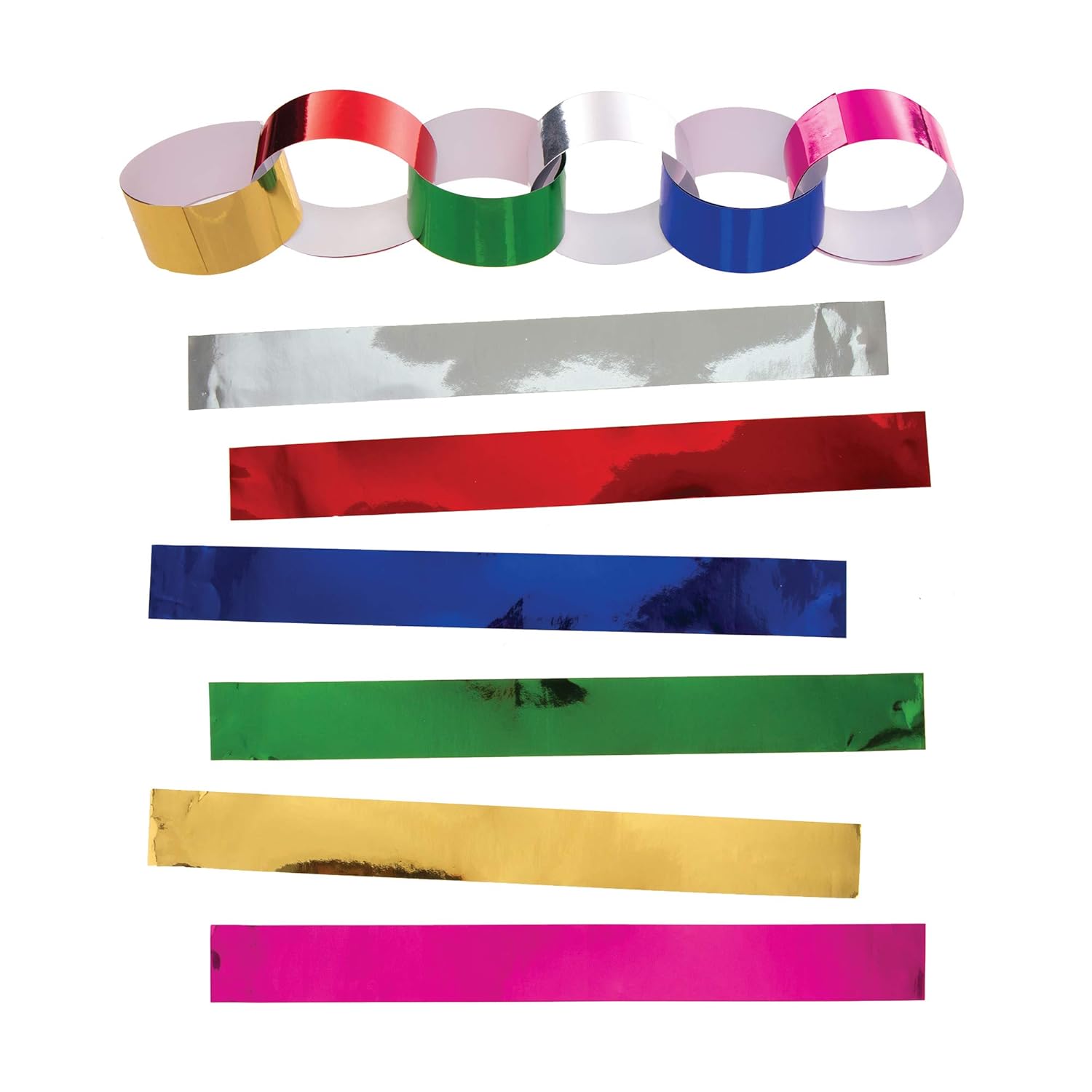 Baker Ross AW891 Metallic Paper Chains - Assorted Christmas Craft Kit for Decoration (Pack of 240) 1