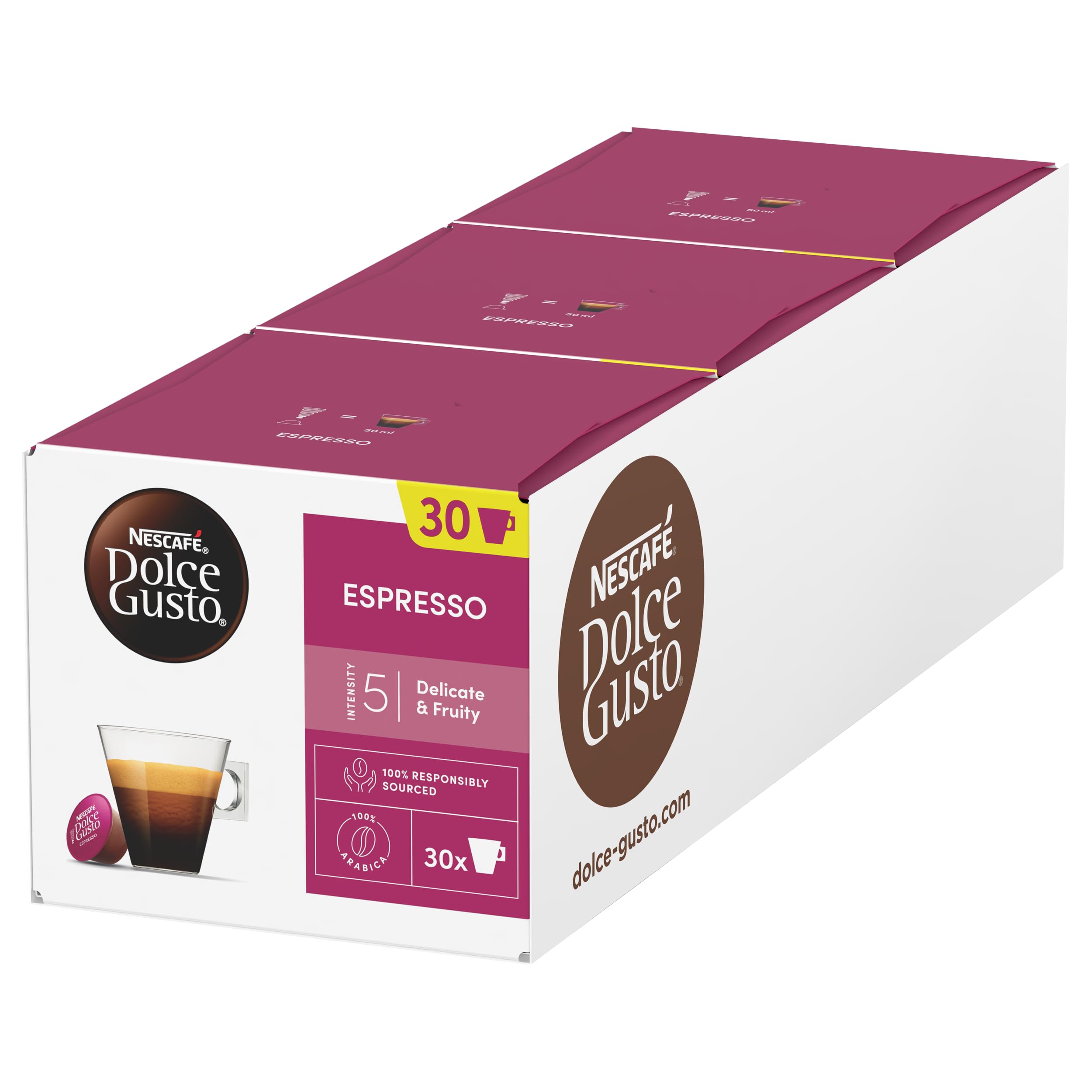 Nescafé Dolce Gusto Espresso Coffee Pods - Light Roast, Fruity Aromas | 90 Capsules (3 Packs)