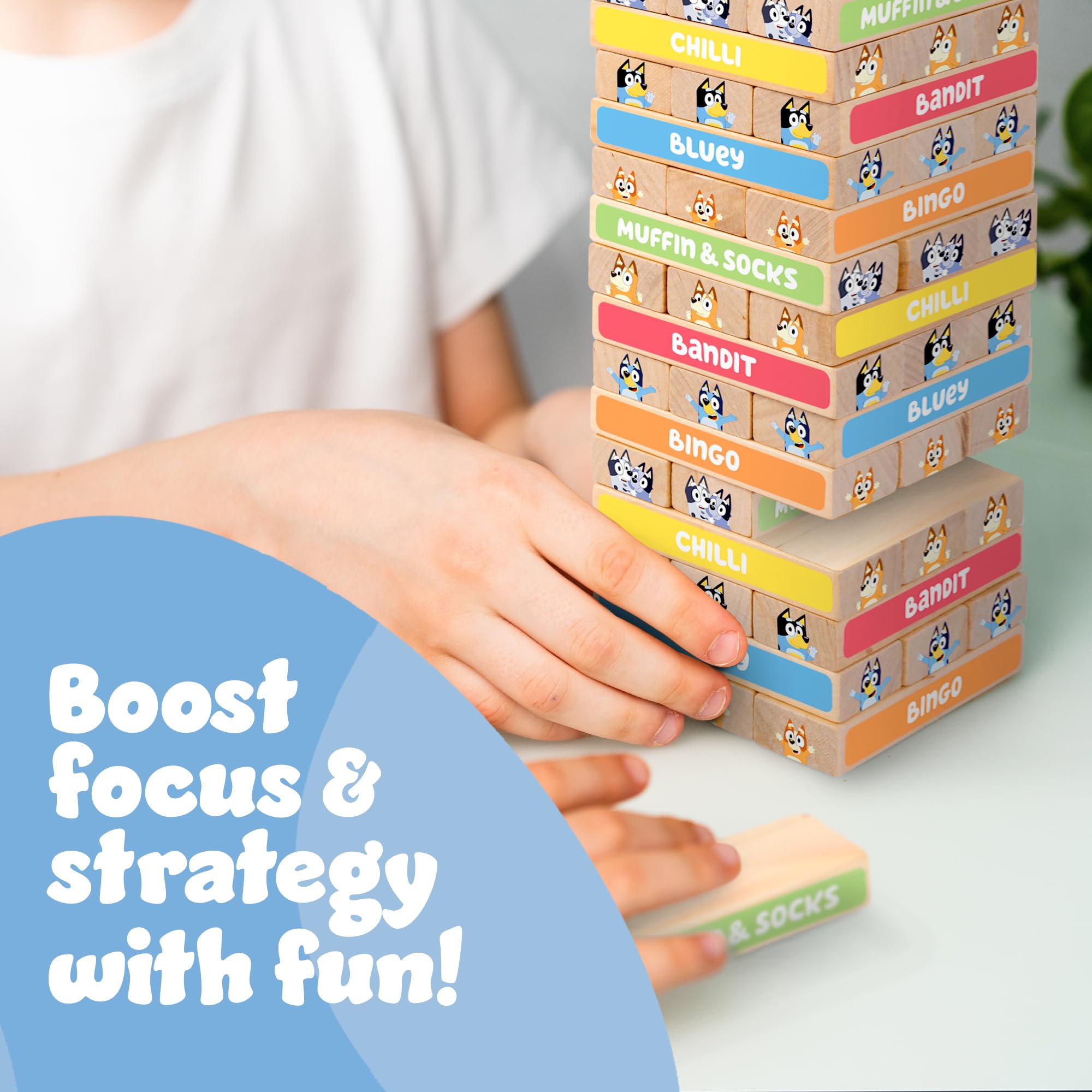 Bluey - Tumbling Tower Game 54 FSC-Certified Wooden Blocks