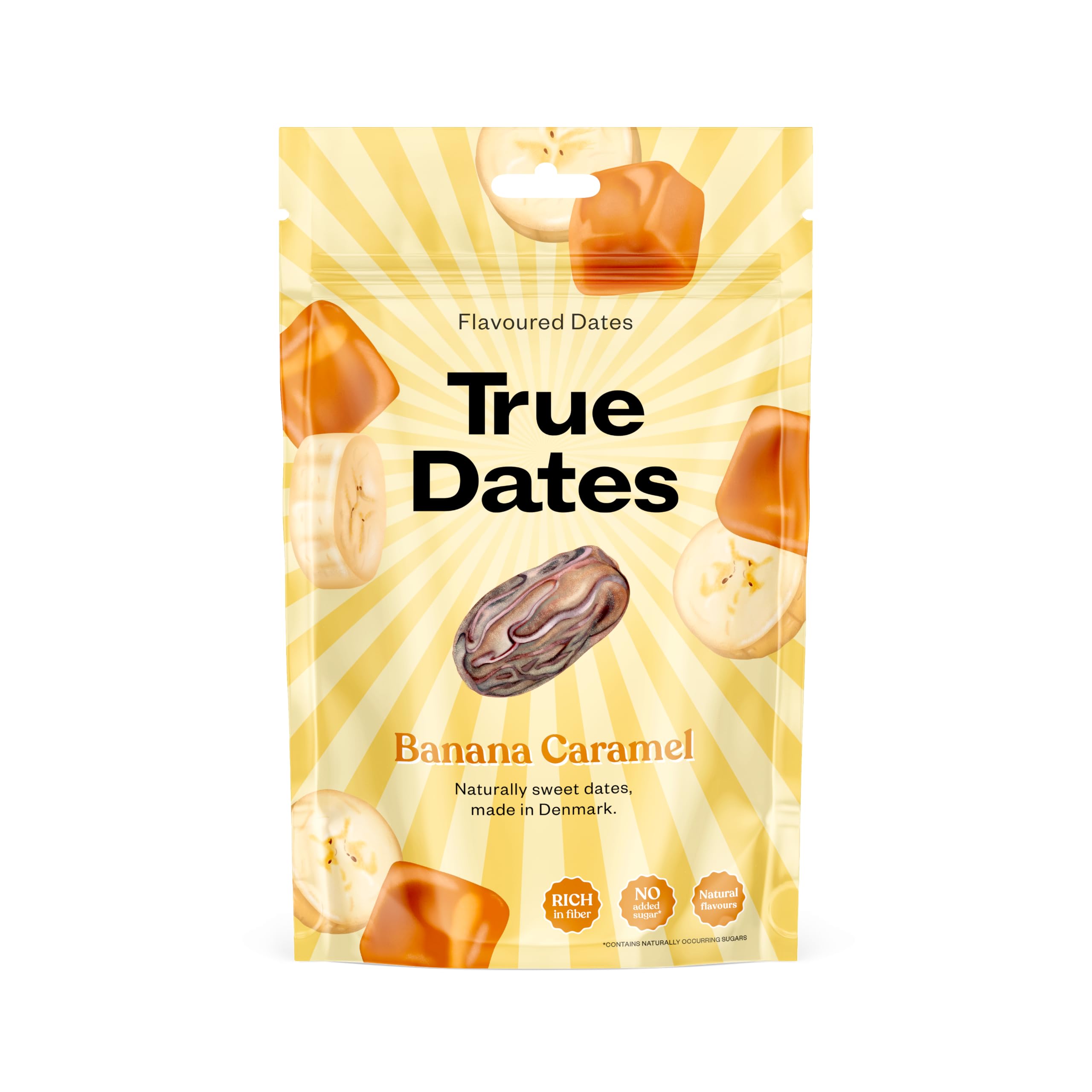 True Gum Banana Caramel Flavored Dates - 100g | Rich in Fiber | Natural Flavors