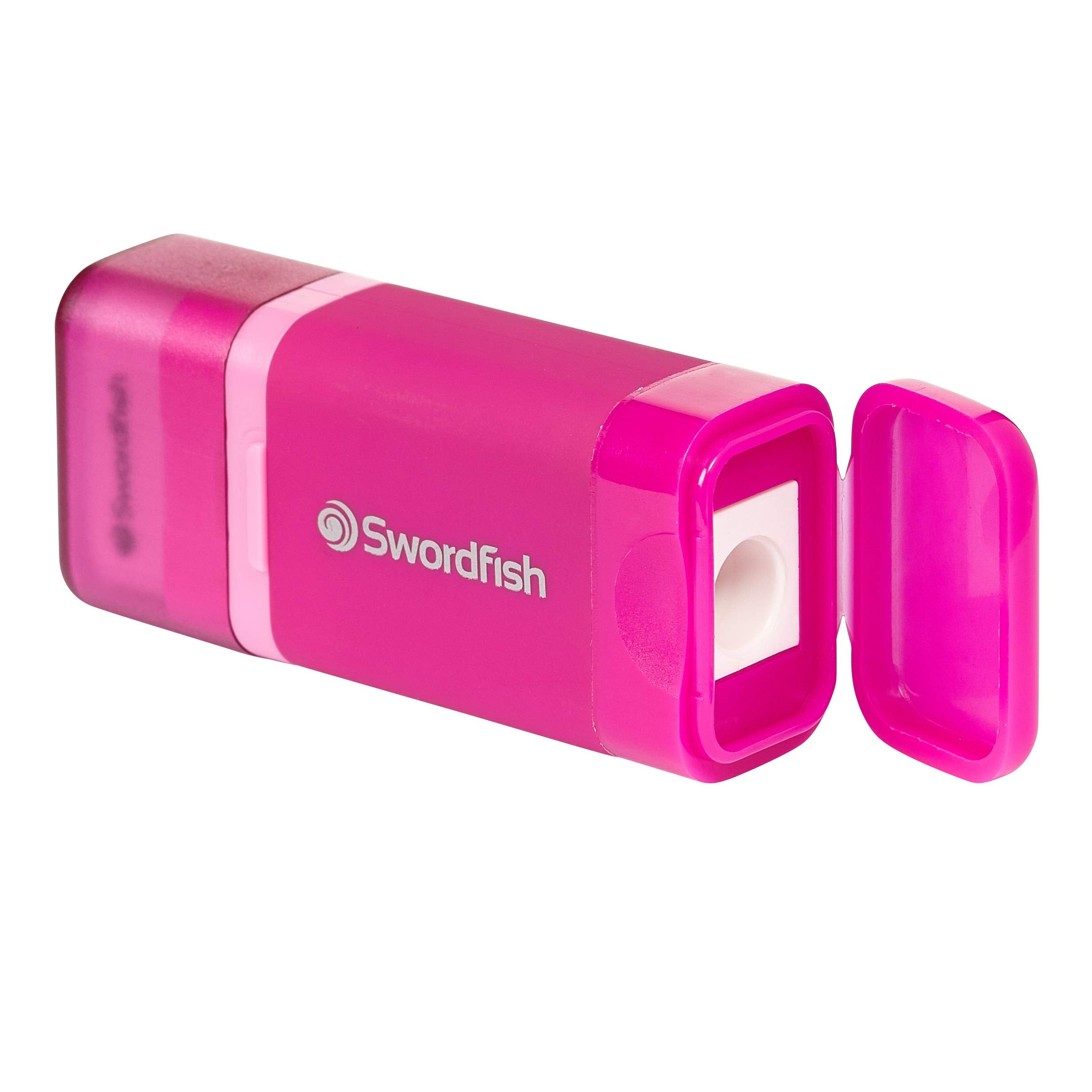 Swordfish Combo Pencil Sharpener with Mess-Free Canister and Eraser | Pink | Pack of 1 5