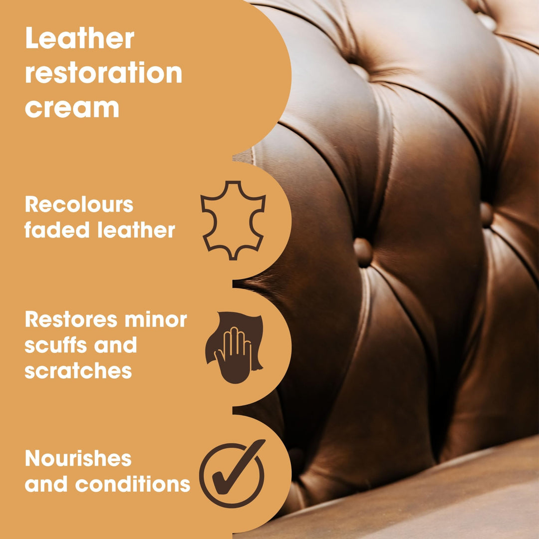 Furniture Clinic Leather Recolouring Balm - Tan Shade for Faded & Scratched Sofas, Car Seats, Shoes, Bags and Clothing