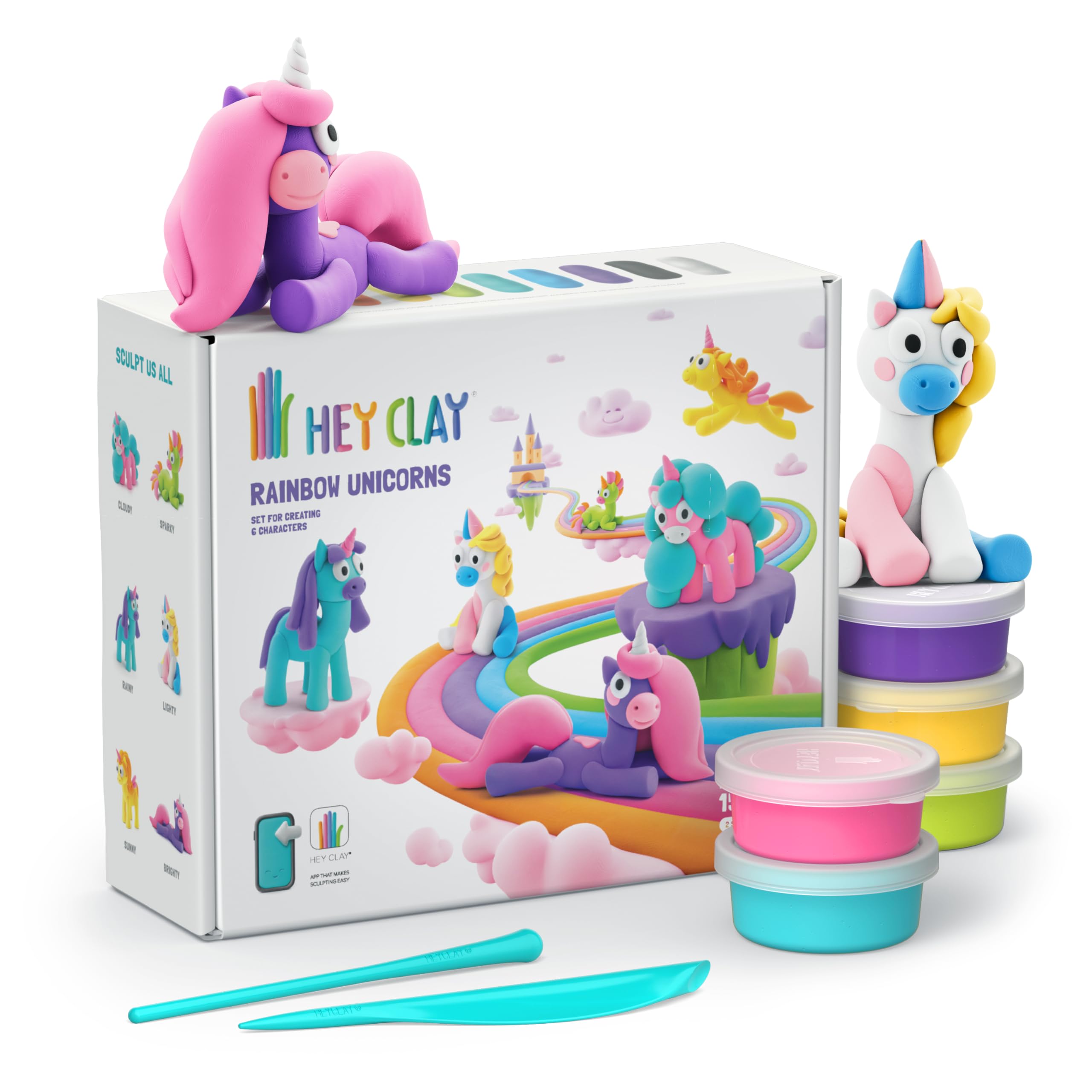 HEY CLAY Rainbow Unicorns Set - Air-Dry Clay Kit for Kids Ages 3+
