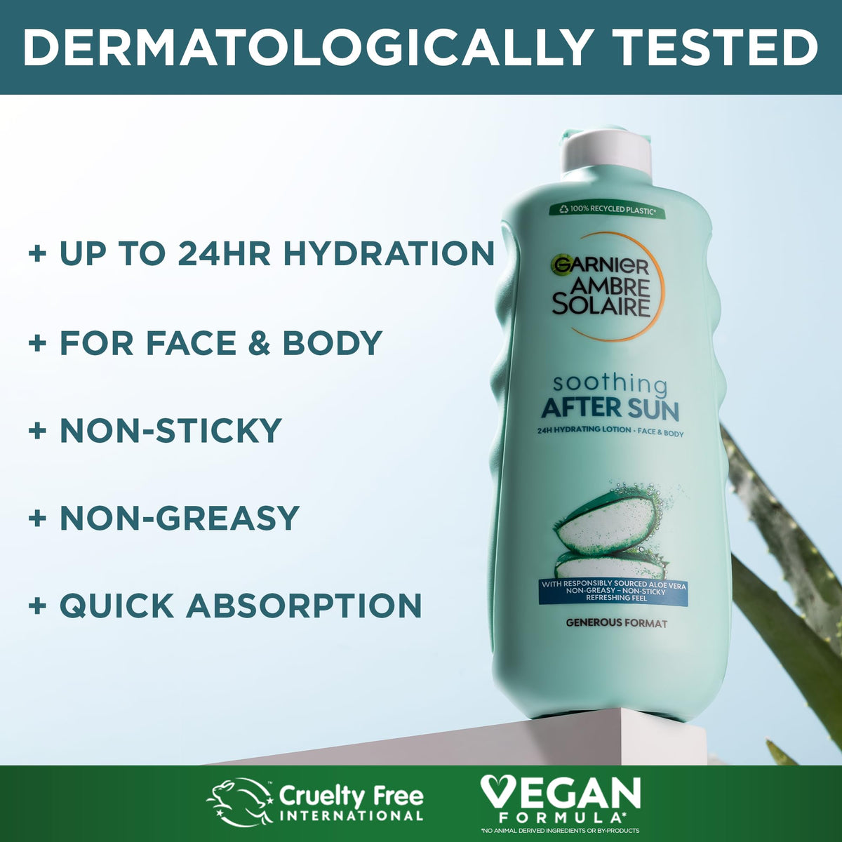 Garnier Ambre Solaire After Sun Lotion - Soothing & Hydrating with Aloe Vera, 400 ml