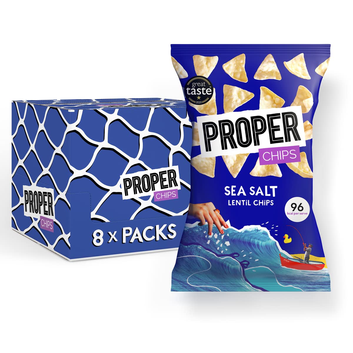PROPER - Sea Salt Lentil Chips, Vegan & Gluten Free Snacks, 85g (8 Packs) 1