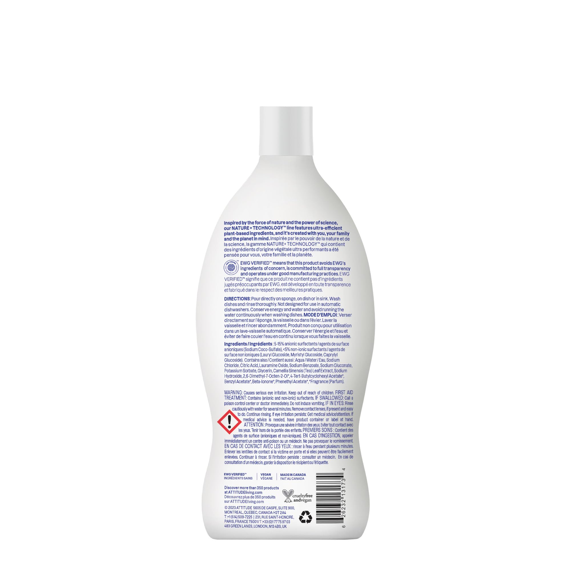 ATTITUDE - Washing Up Liquid, EWG Verified, Plant-Based & Vegan Dish Soap 4